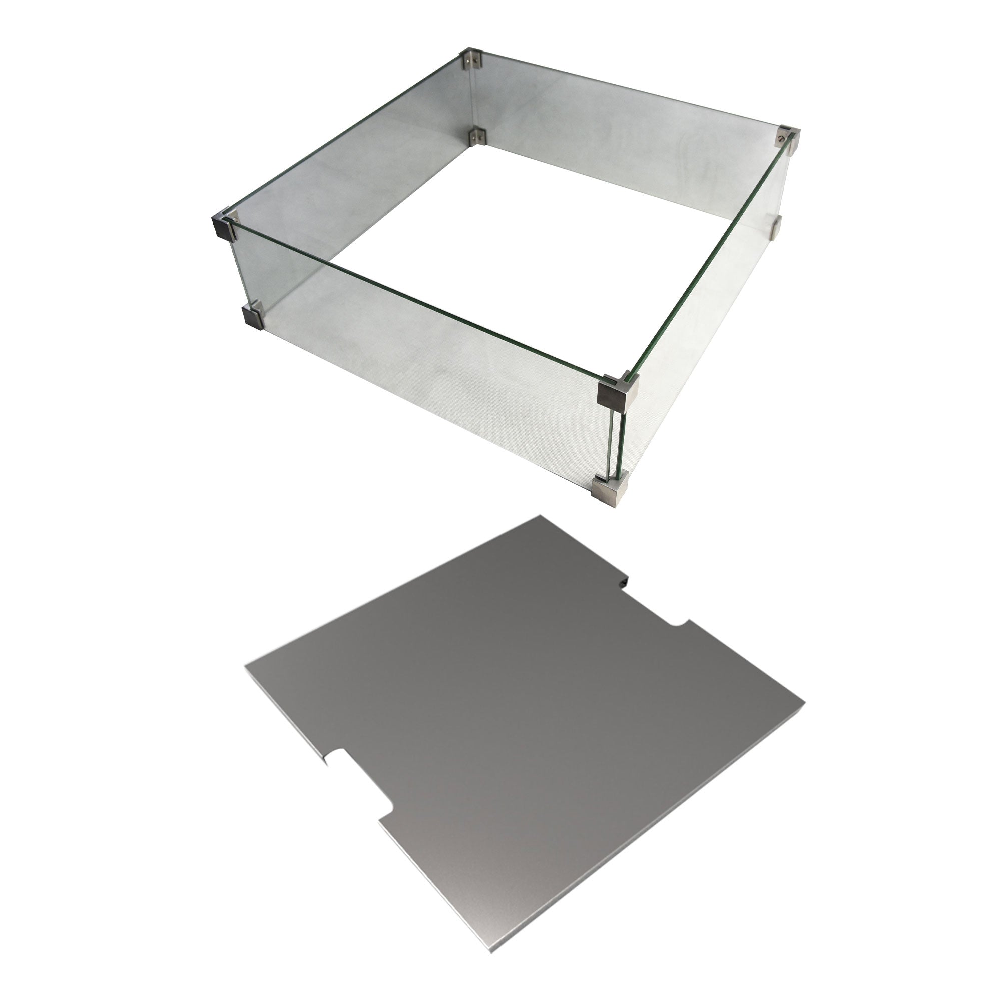 Elementi Mahattan 36" Firepit Table, 22" Wind Screen, & 21" Firepit Table Cover - VMInnovations