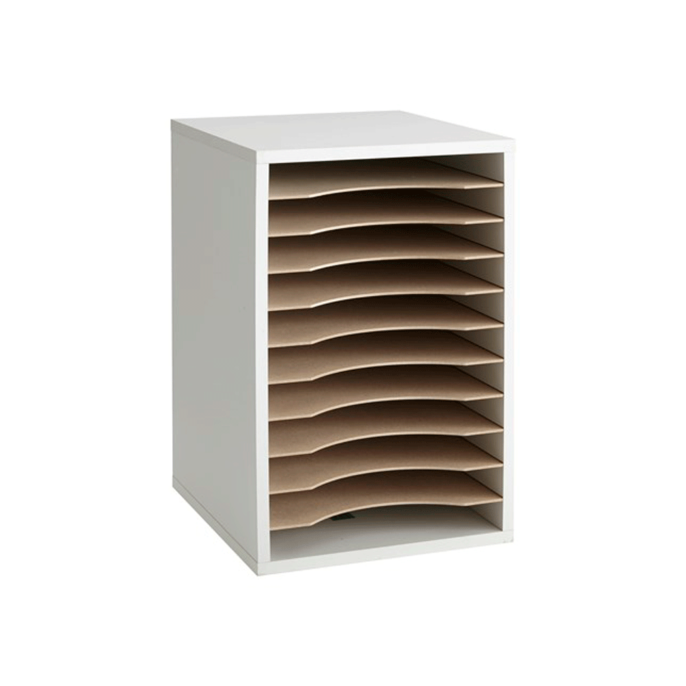 Safco Products Vertical Desktop Sorter with 11 Storage Folder Compartments, Gray