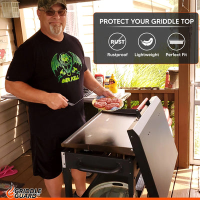 Griddle Guard 28 Inch Outdoor Griddle Hard Cover Lid with Wood Handle, Black