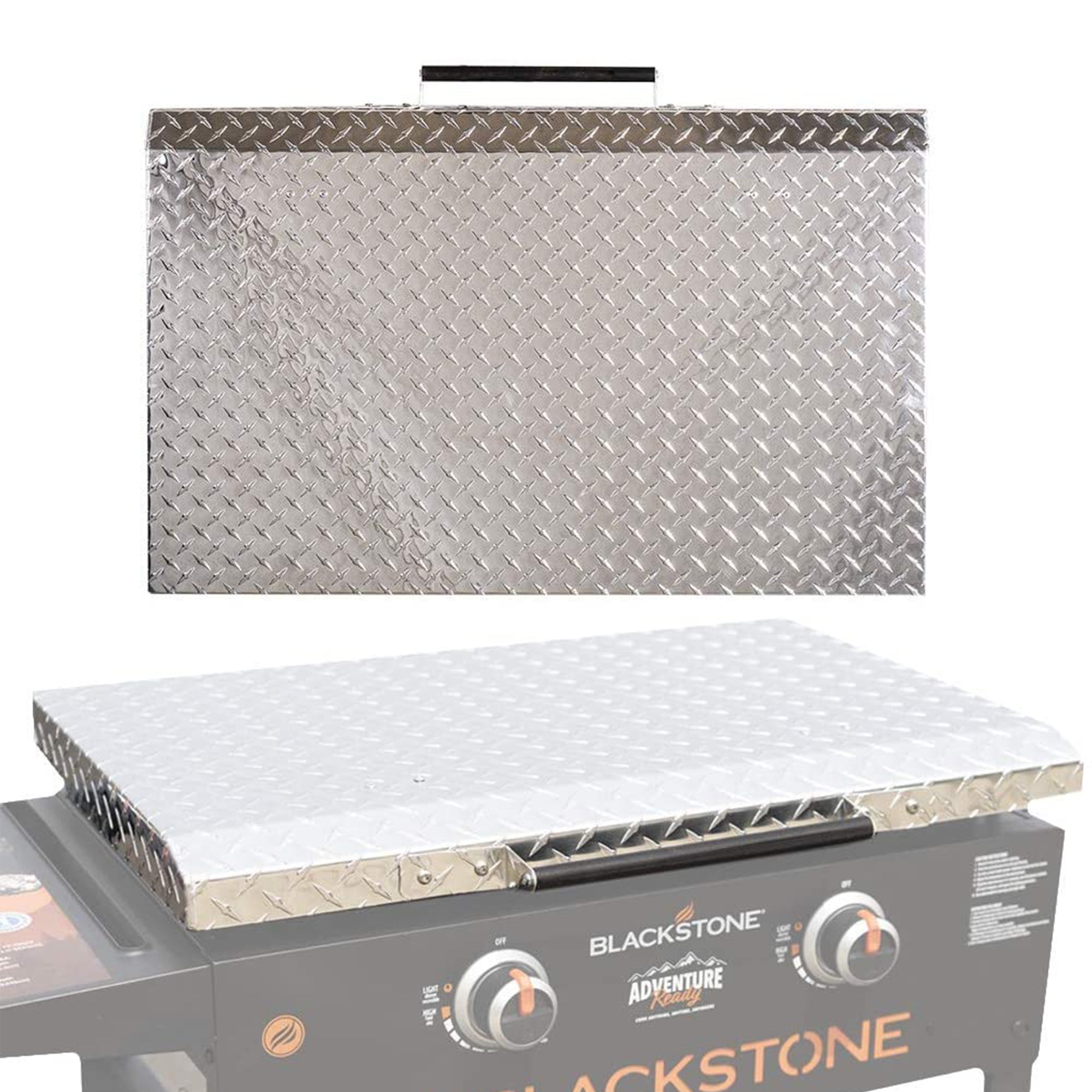 Griddle Guard 28" Outdoor Diamond Plated Griddle Hard Cover Lid with Wood Handle
