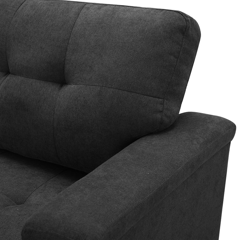 Lilola Home Ashlyn Contemporary Upholstered Sectional Sofa Sleeper, Dark Gray