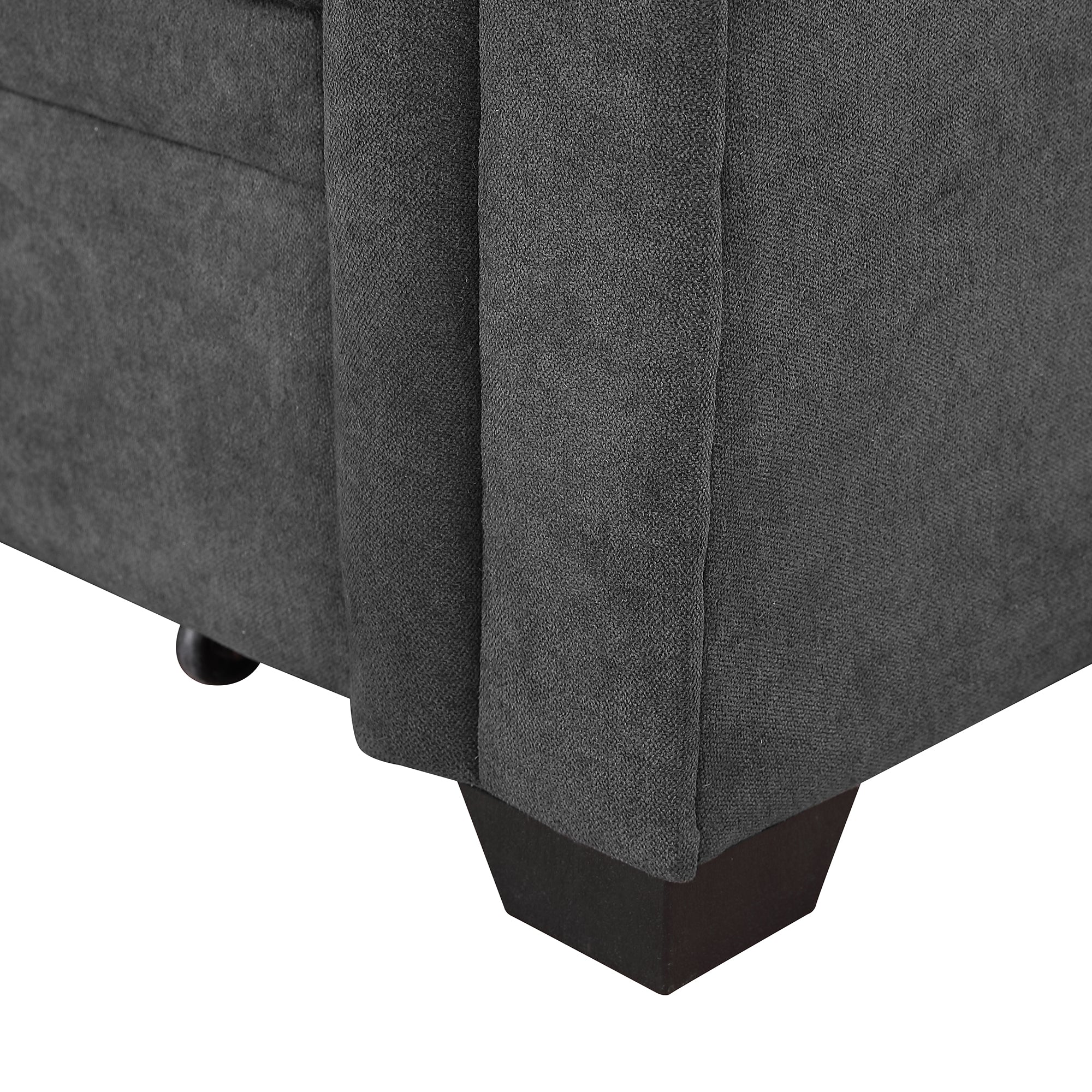 Lilola House Ashlyn Woven Fabric Sleeper Sectional Sofa Chaise, USB Plug, Gray