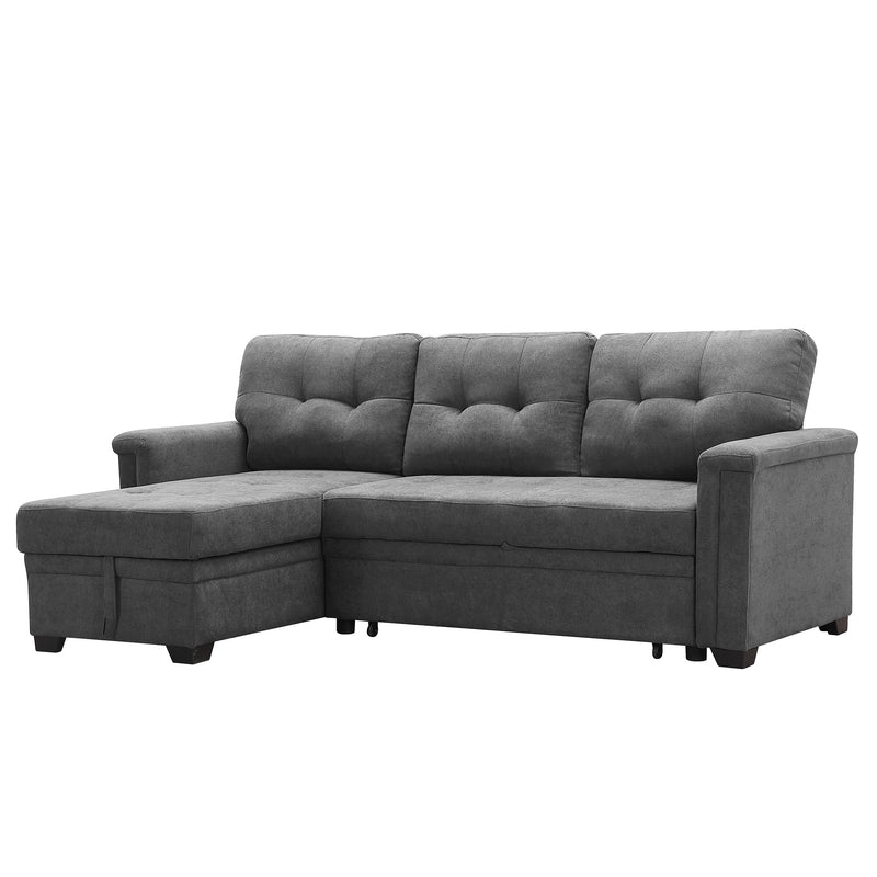Lilola Home Ashlyn Contemporary Upholstered Sectional Sofa Chaise Sleeper, Gray