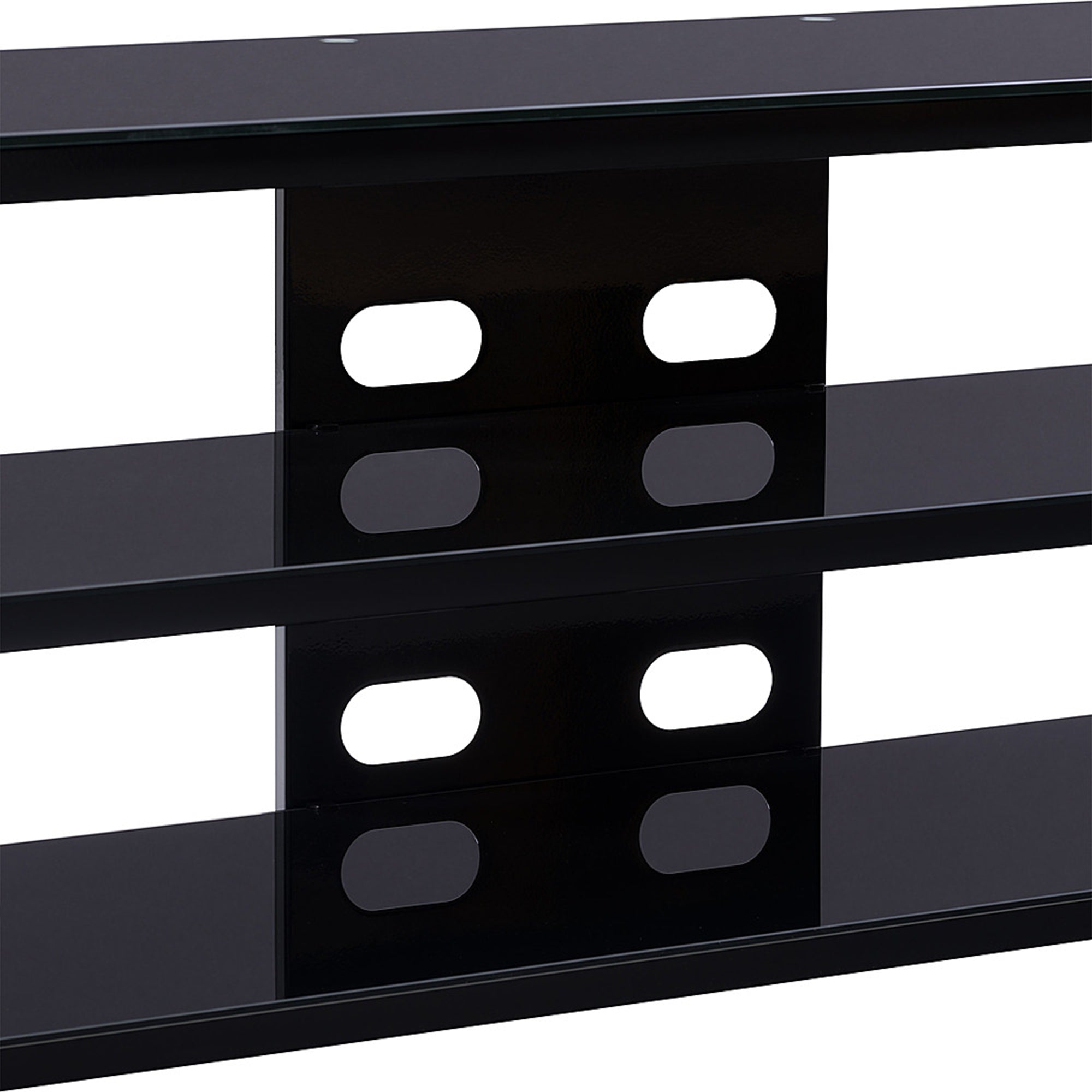 CorLiving Travers 3 Tier Safety Glass TV Bench for TVs Up to 85 Inches, Black