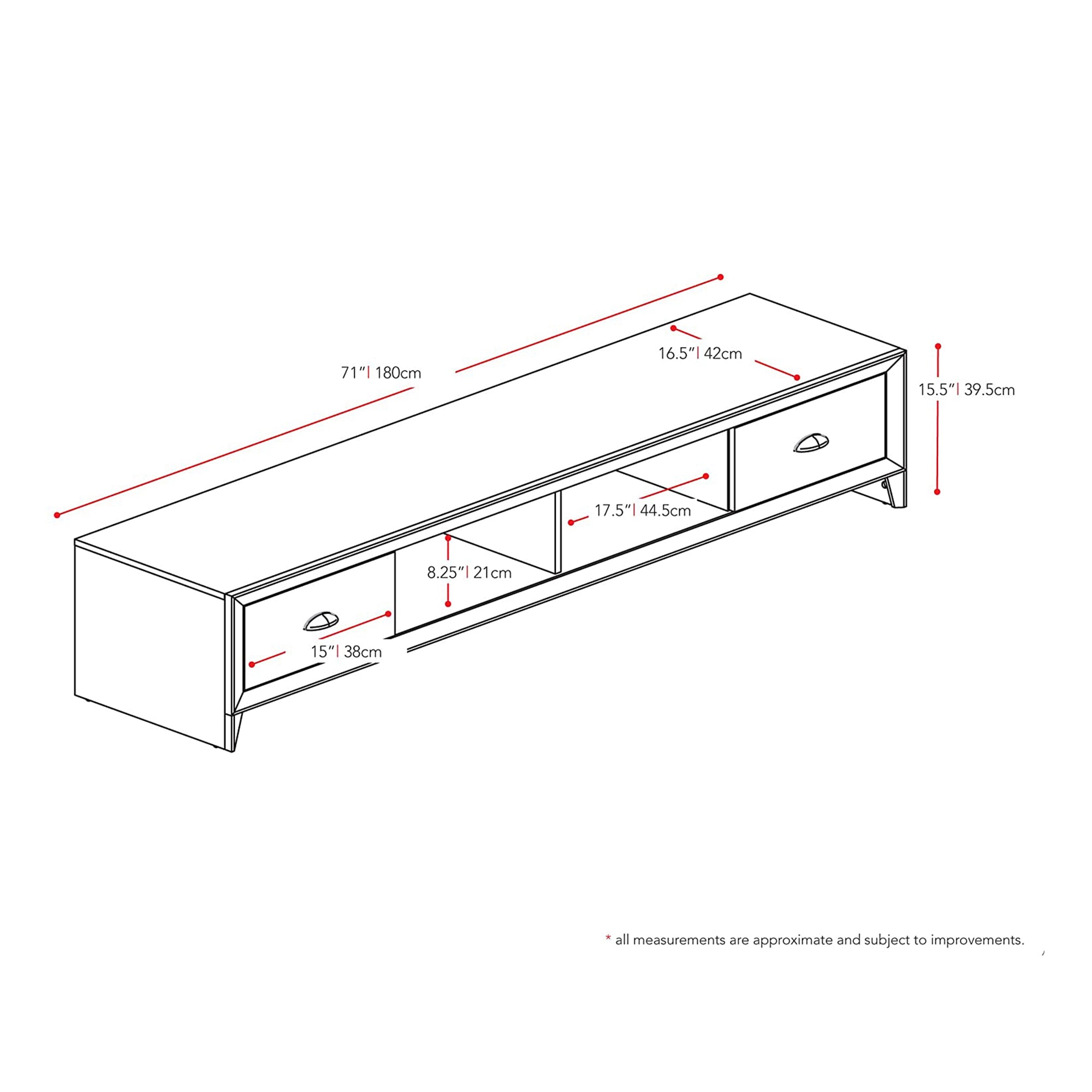 CorLiving 71 Inch Long Lakewood TV Stand for TVs Up to 85 Inches, Modern Wenge