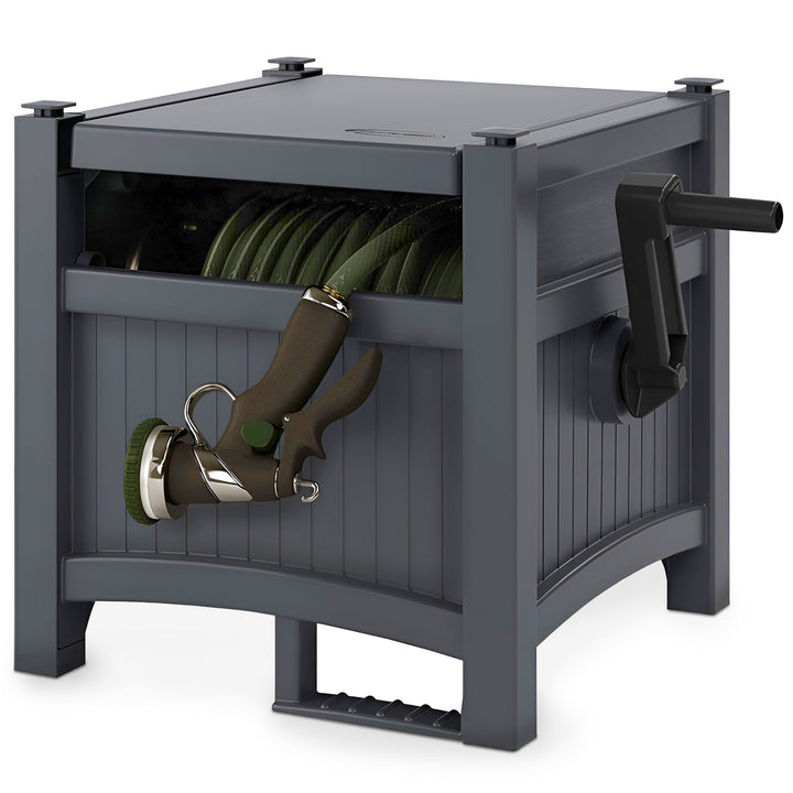 Suncast Hideaway 100' Resin Garden Hose Reel for 5/8" Hoses, Cyberspace - VMInnovations