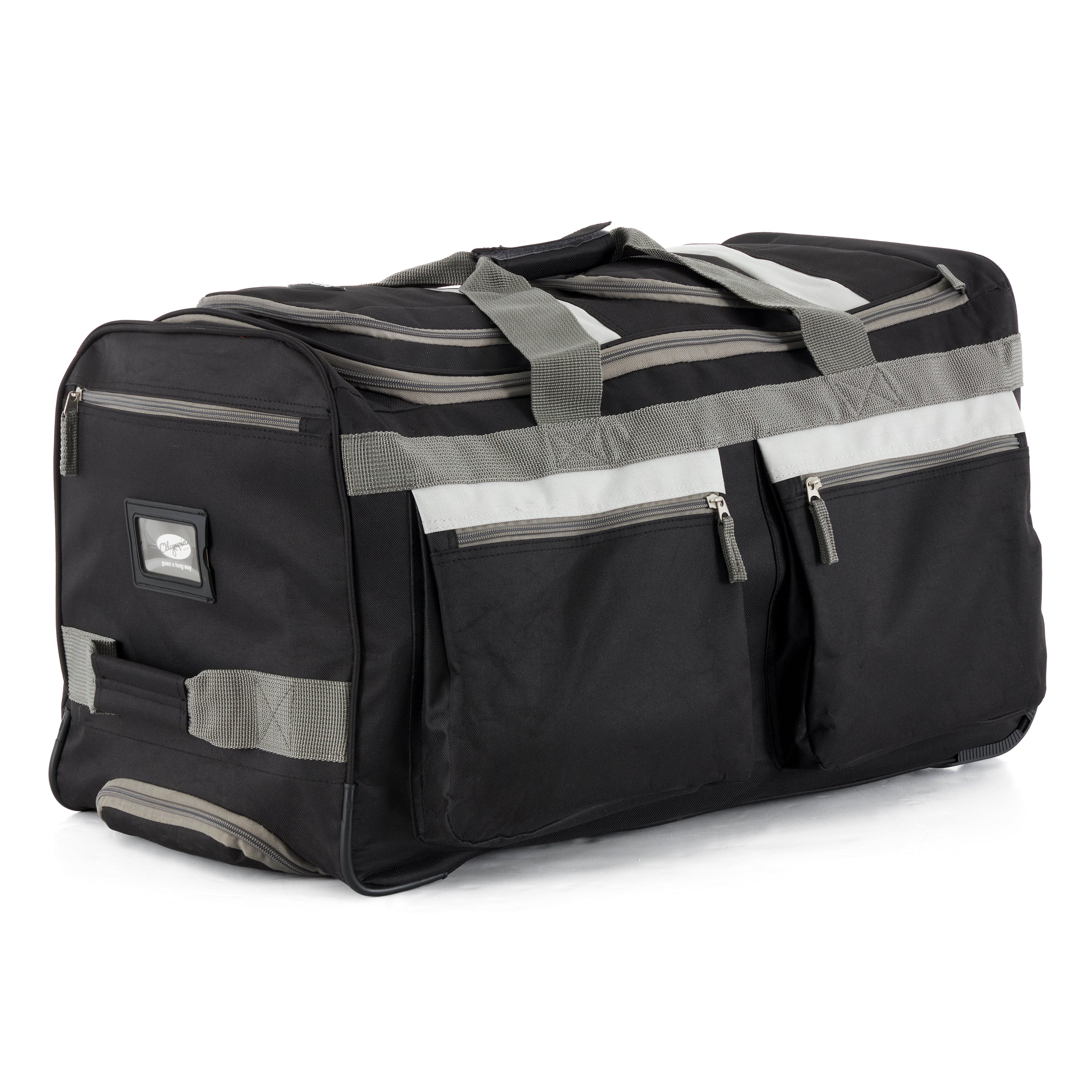 Olympia 26 Inch 8 Pocket U Shape Rolling Duffel Bag w/ Retractable Handle, Black - VMInnovations