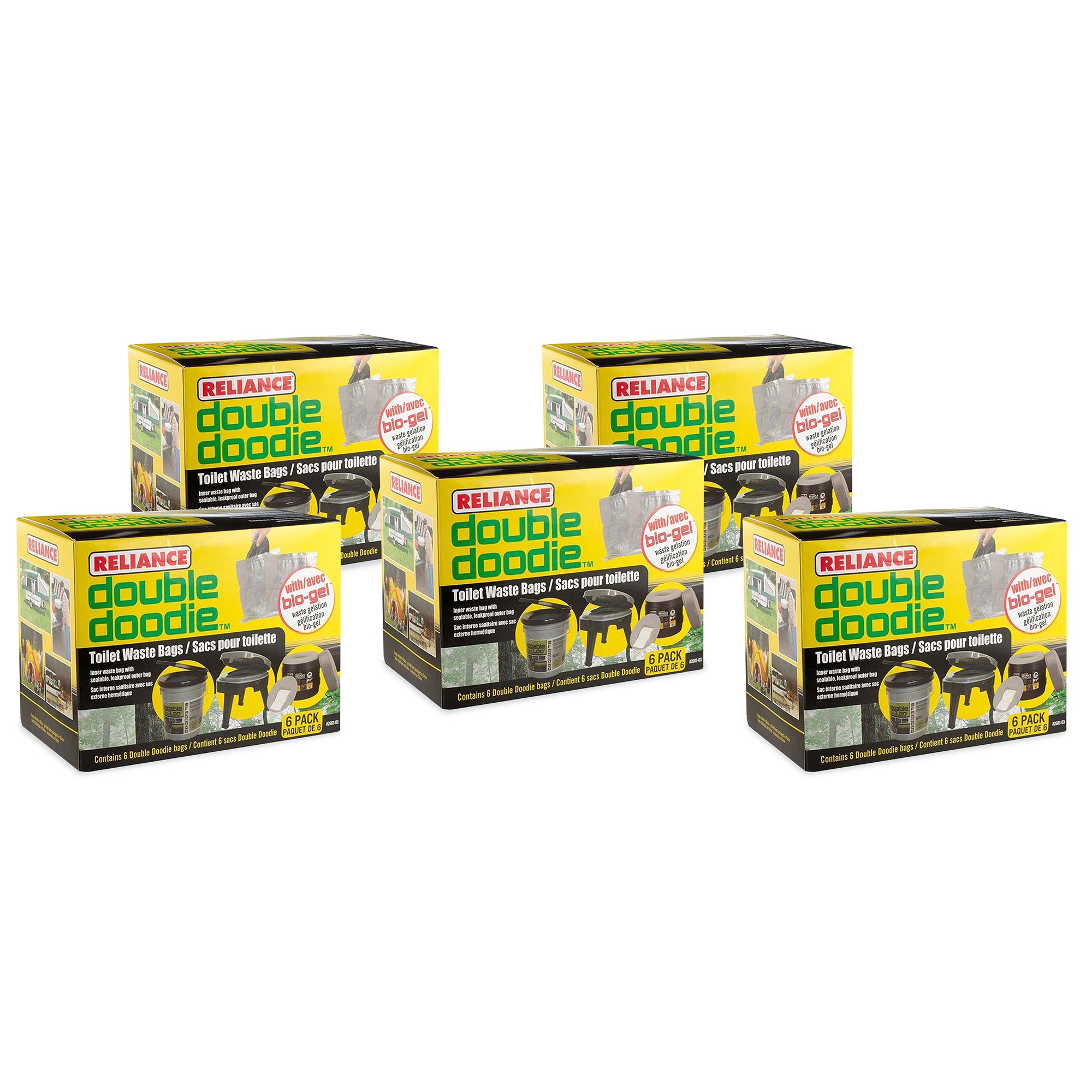 Reliance Products Double Doodie Portable Toilet Waste Bags w/Bio Gel (30 Pack)