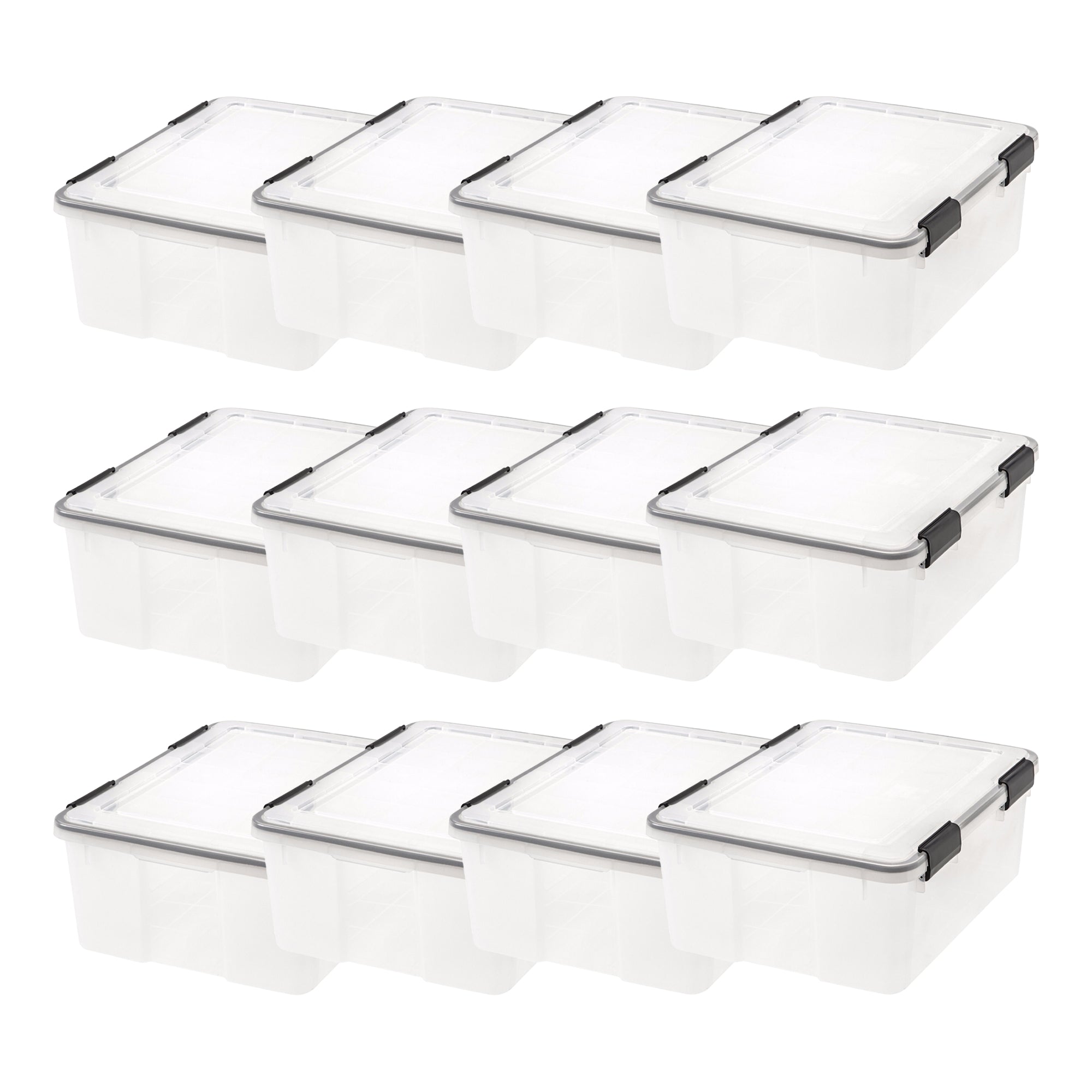 IRIS USA 30.6qt Clear Plastic Weathertight Plastic Storage Container (12 Pack)