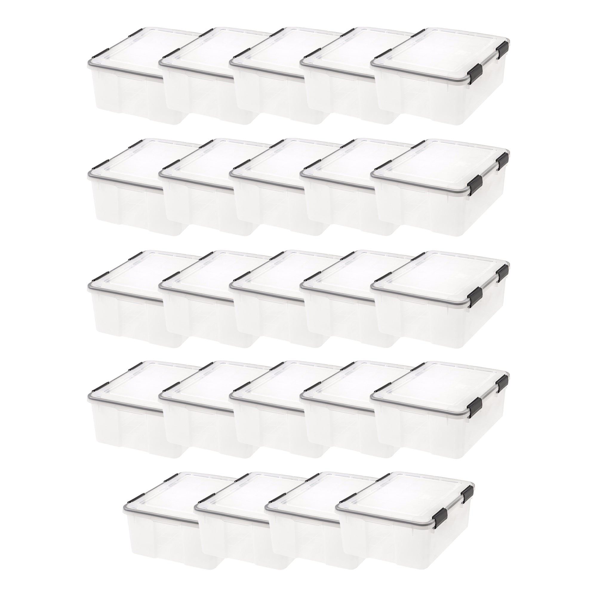 IRIS USA 30.6qt Clear Plastic Weathertight Plastic Storage Container (24 Pack) - VMInnovations