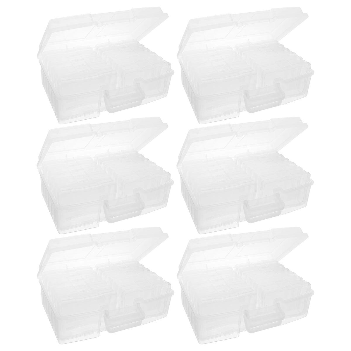 IRIS USA Large Plastic Photo Craft Keeper with 12 4x6in Cases & Handle (6 Pack)