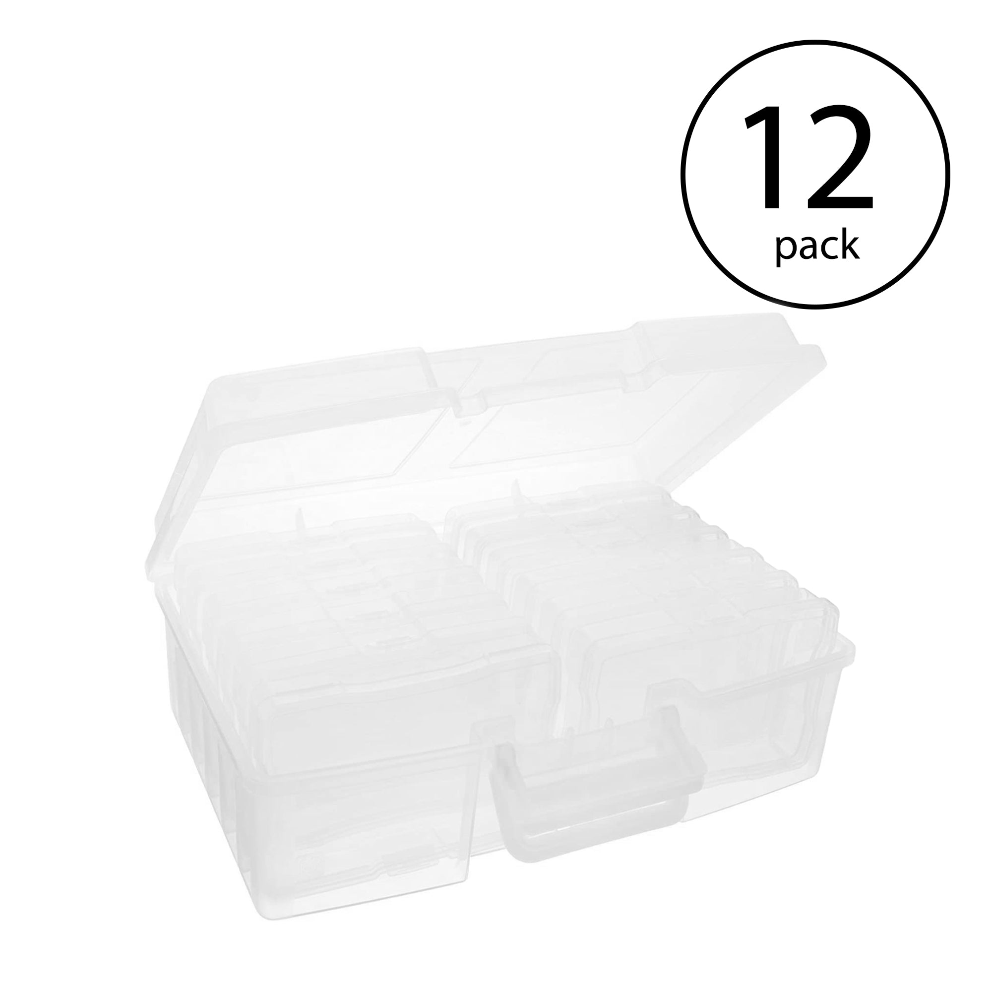 IRIS USA Large Plastic Photo Craft Keeper with 12 4x6in Cases & Handle (12 Pack)