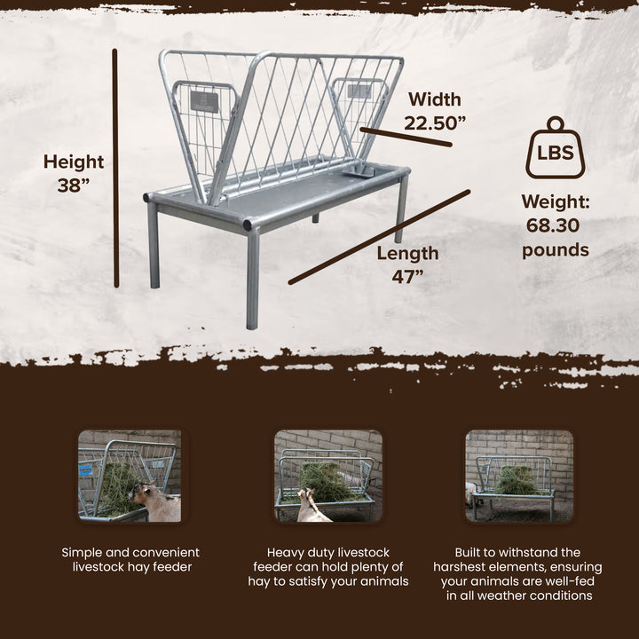 Rugged Ranch Products GV3PF 4 Ft Heavy Duty Galvanized Steel Pasture Feeder - VMInnovations