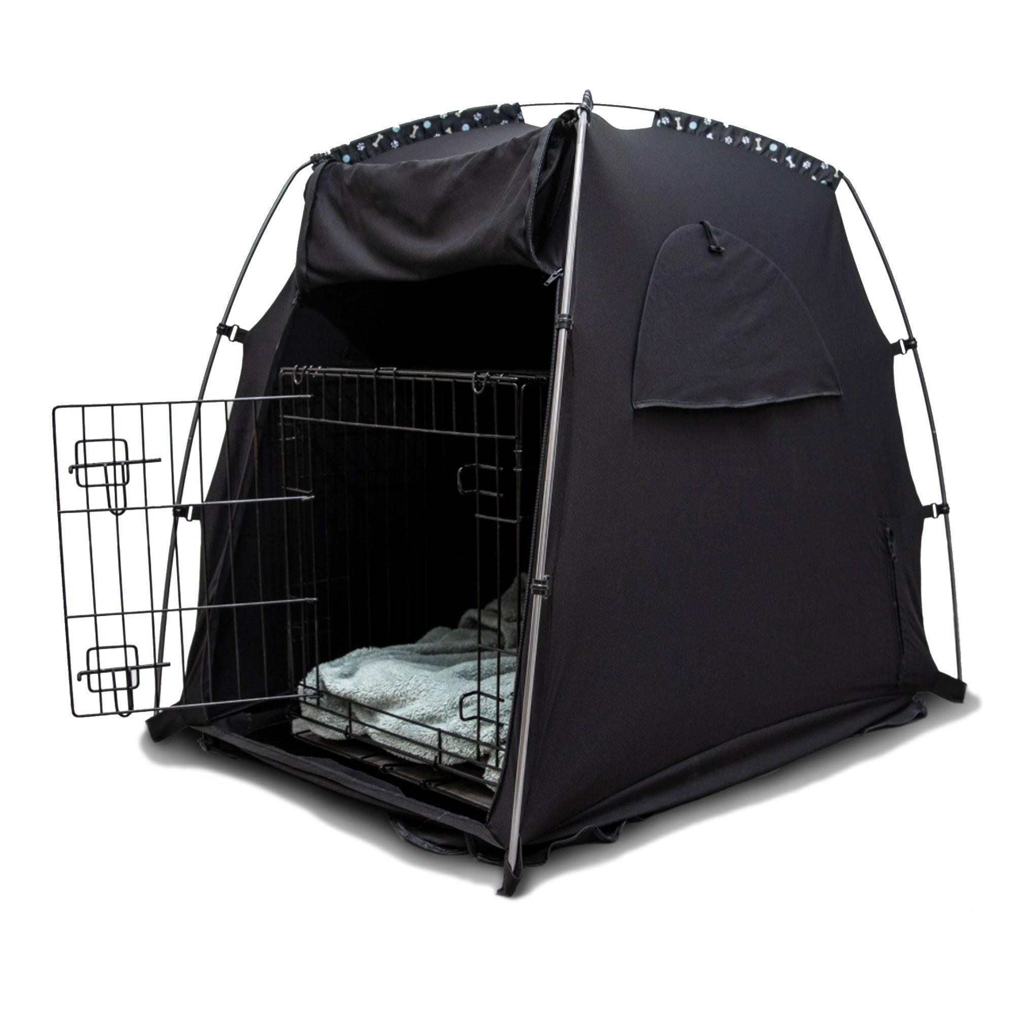 SlumberPod Privacy Pod Portable Polyester Kennel Tent or Pet Bed Cover, Black - VMInnovations