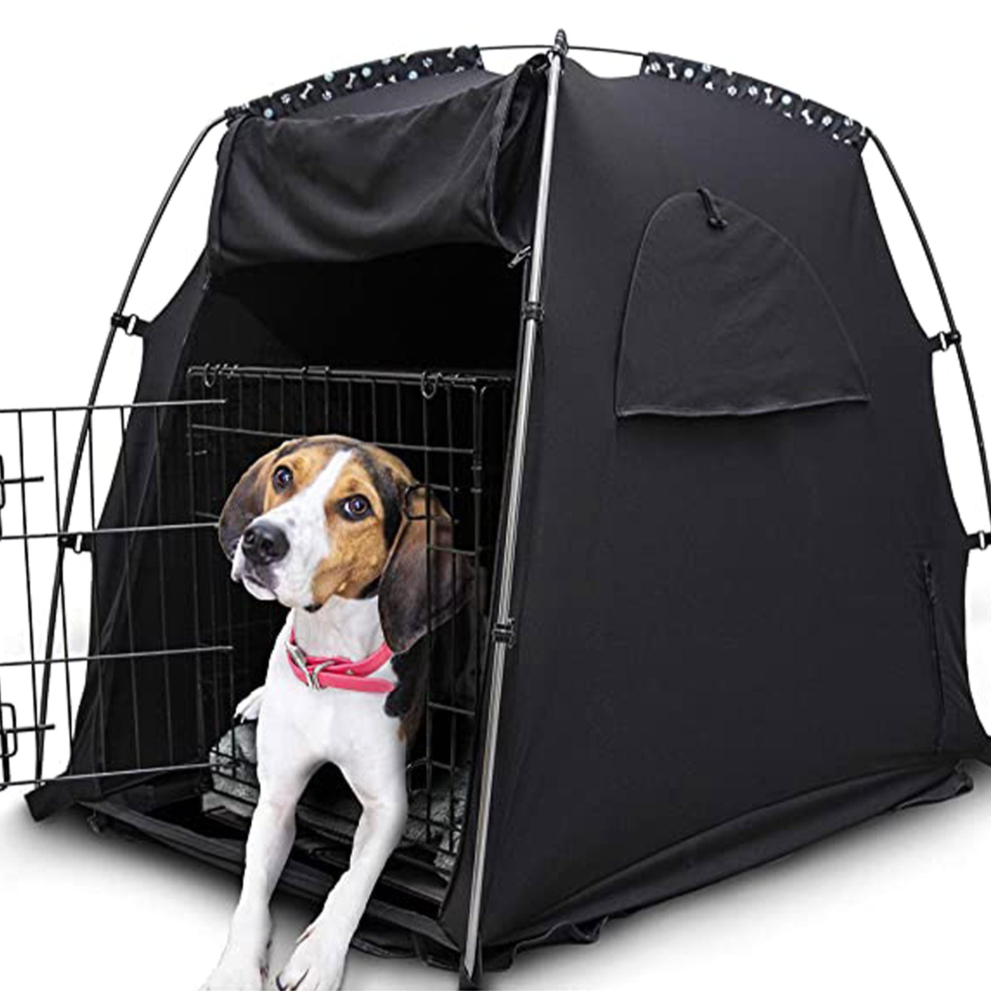 SlumberPod Privacy Pod Portable Polyester Kennel Tent or Pet Bed Cover, Black - VMInnovations