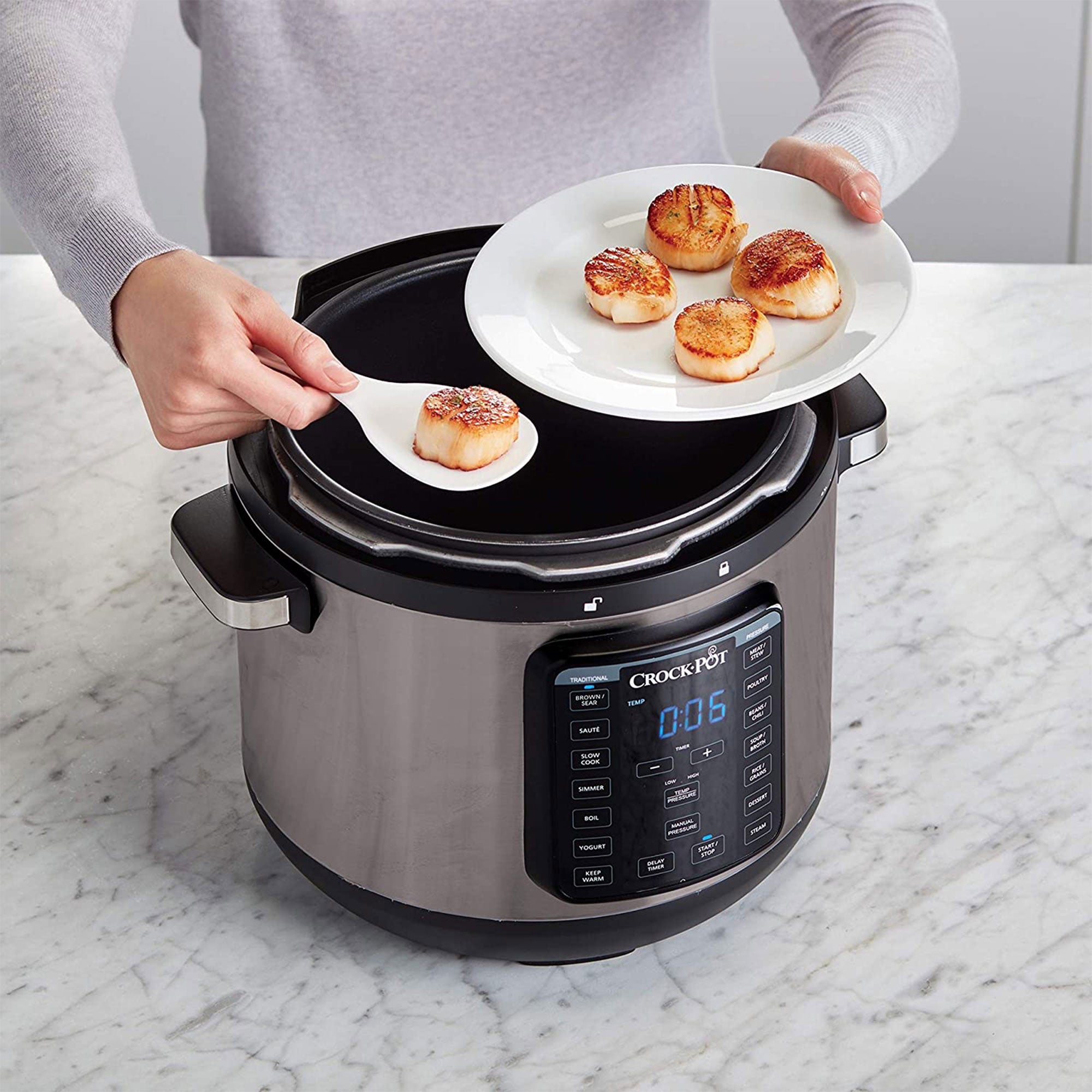 Crock-Pot 8 Quart 13 Program Stainless Steel Crock Pressure Cooker w/ Lid, Black - VMInnovations