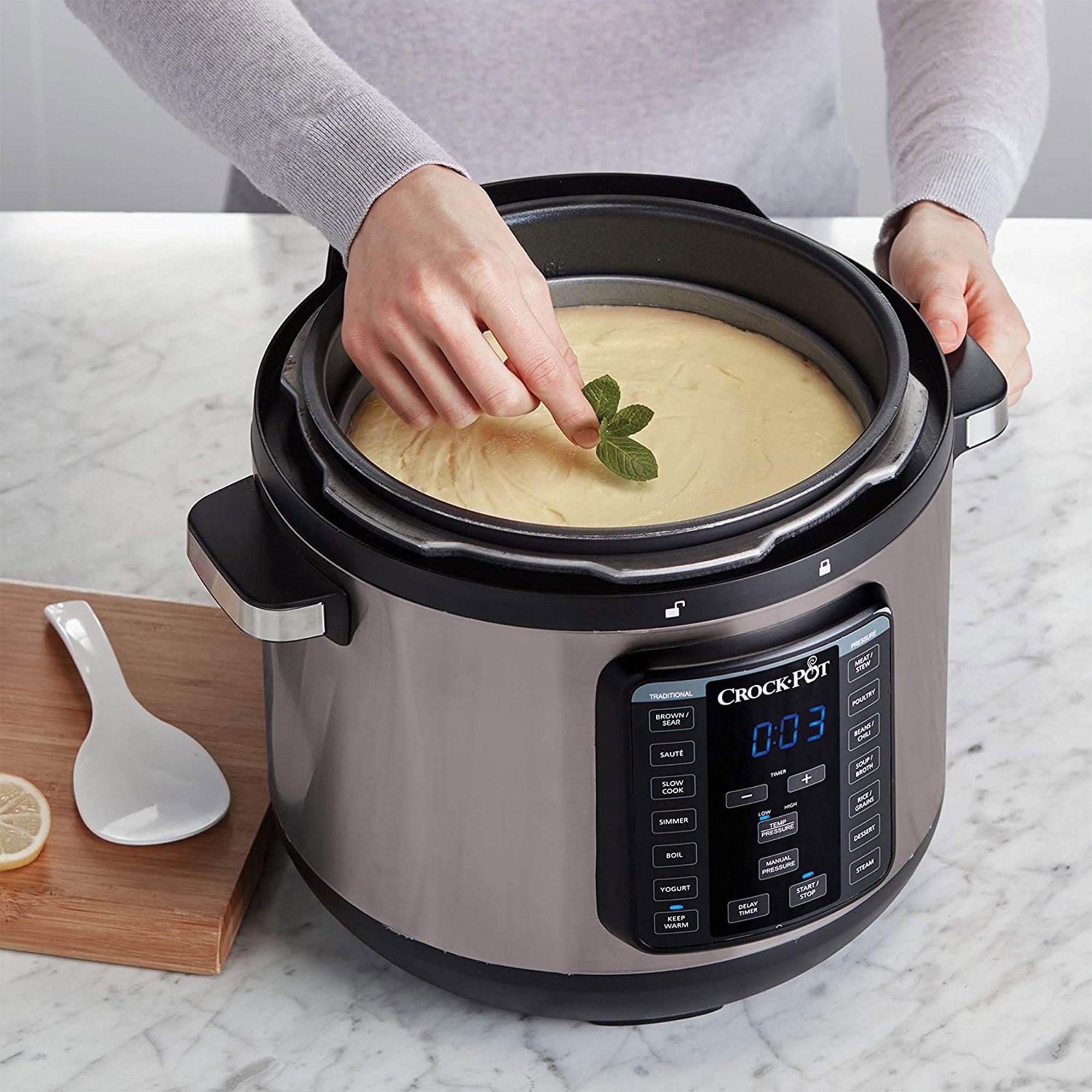 Crock-Pot 8 Quart 13 Program Stainless Steel Crock Pressure Cooker w/ Lid, Black - VMInnovations