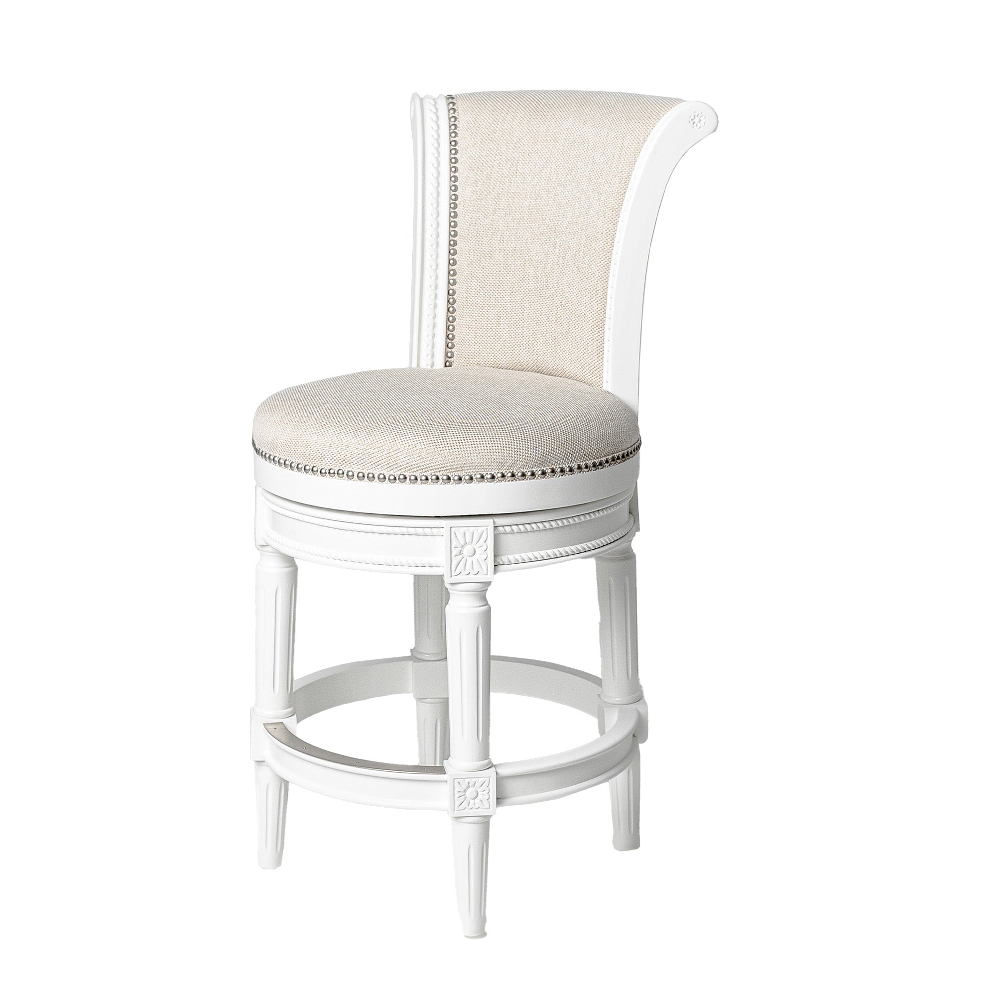 Maven Lane Carved 25" Swivel Counter Bar Stool Nailhead Trim (For Parts)(4 Pack) - VMInnovations