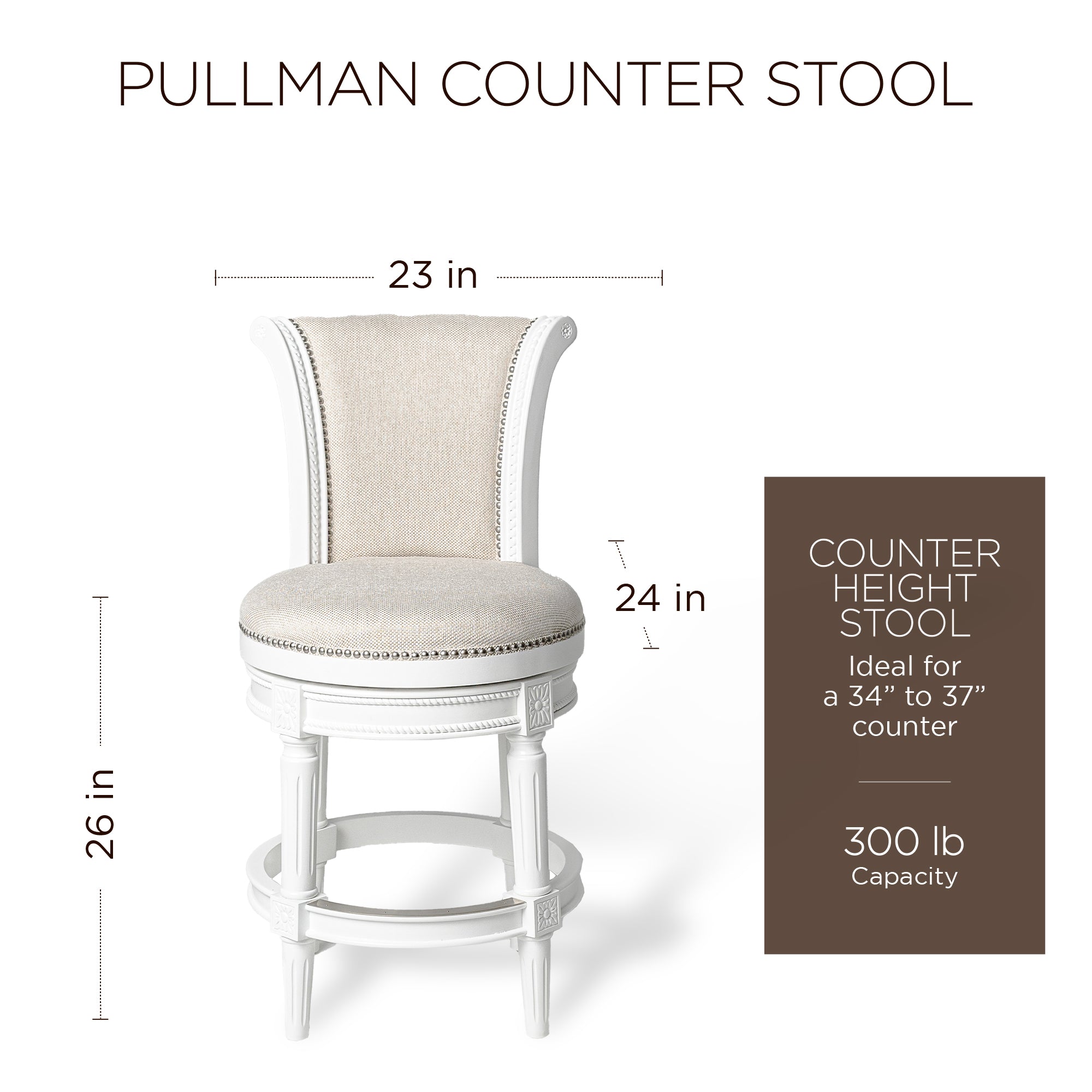 Maven Lane Carved 25" Swivel Counter Bar Stool Nailhead Trim (For Parts)(4 Pack) - VMInnovations