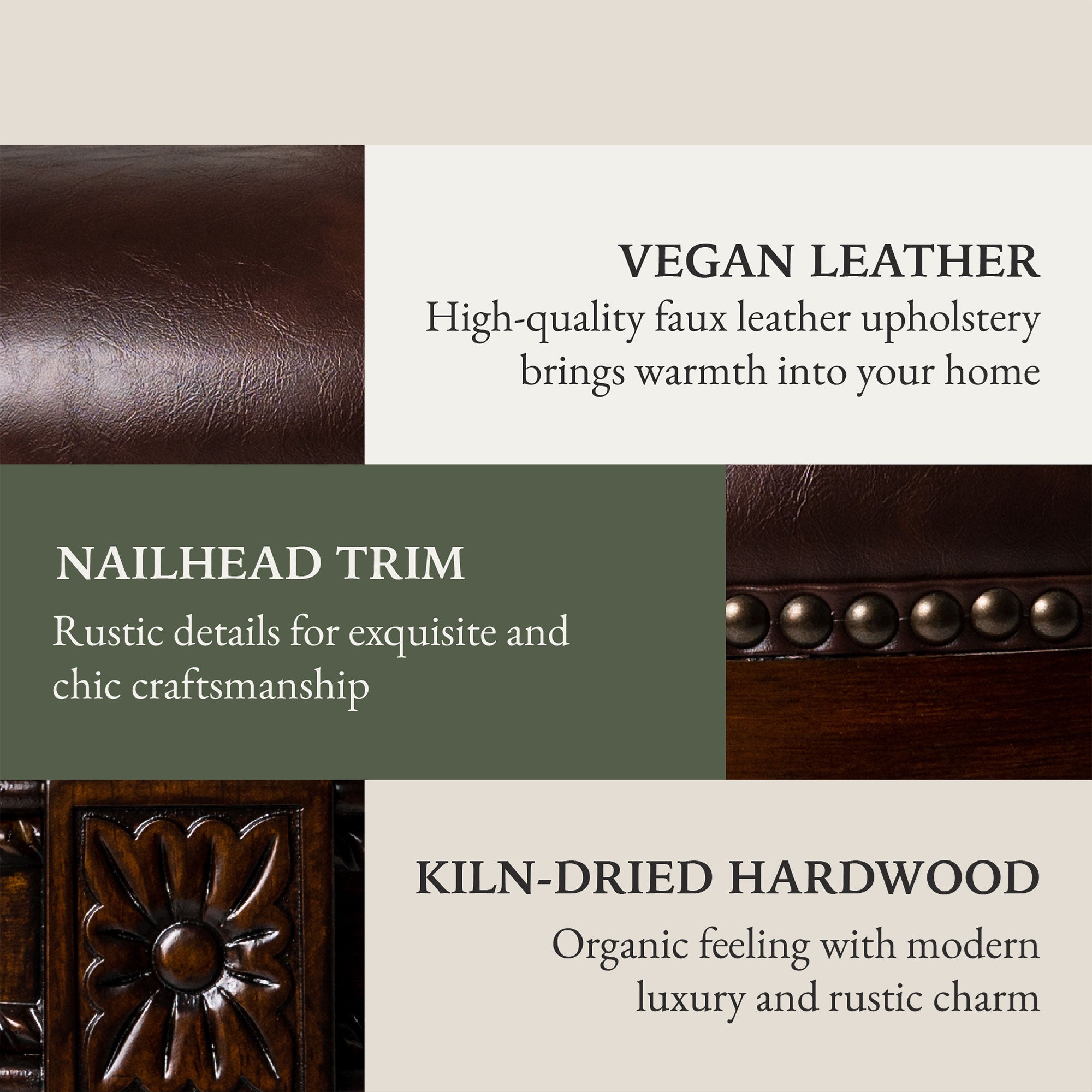 Maven Lane Pullman Counter Stool, Dark Walnut Finish w/ Vintage Brown Vegan Leather - VMInnovations