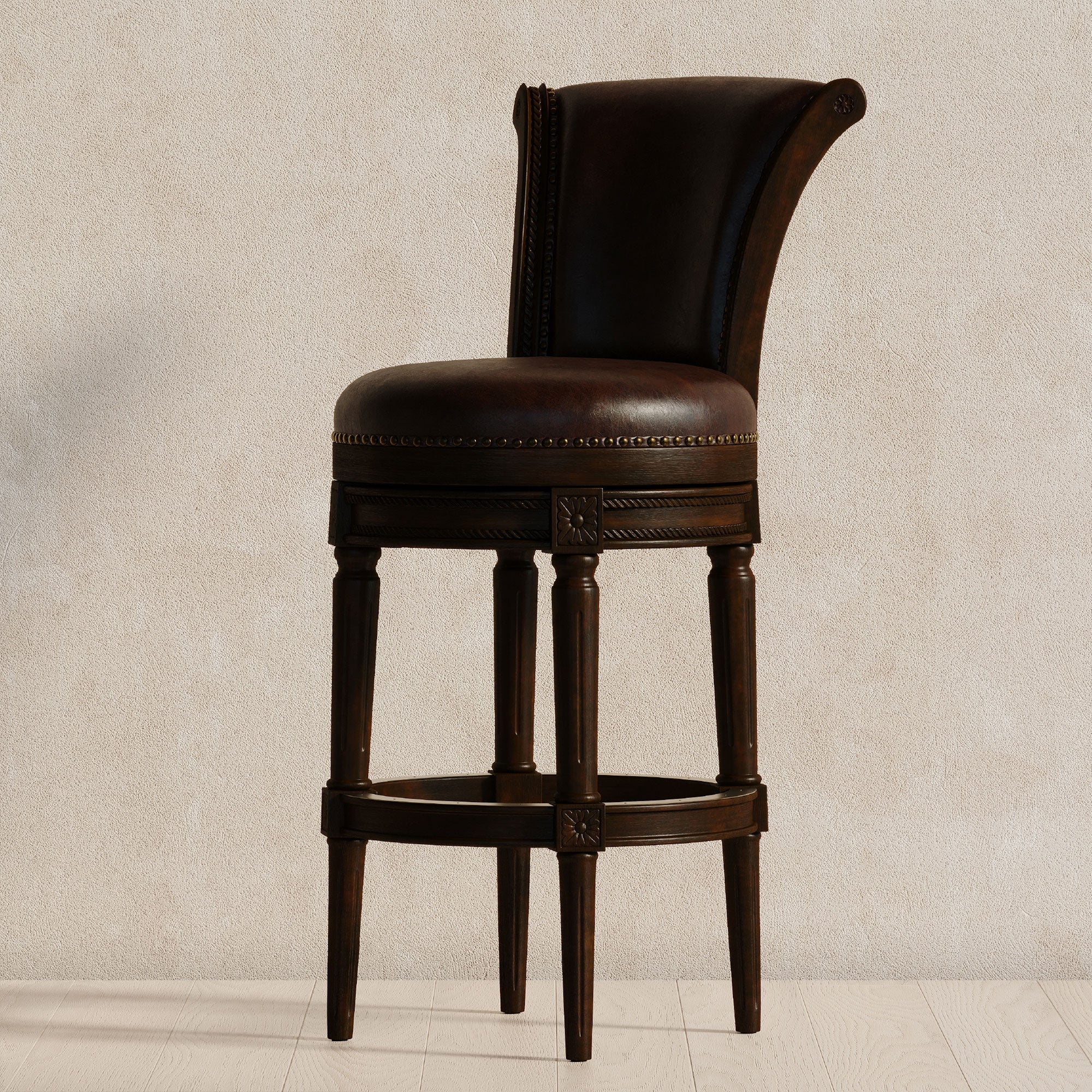 Maven Lane Carved 30" Swivel Bar Stool w/Nailhead Trim (For Parts) (4 Pack) - VMInnovations