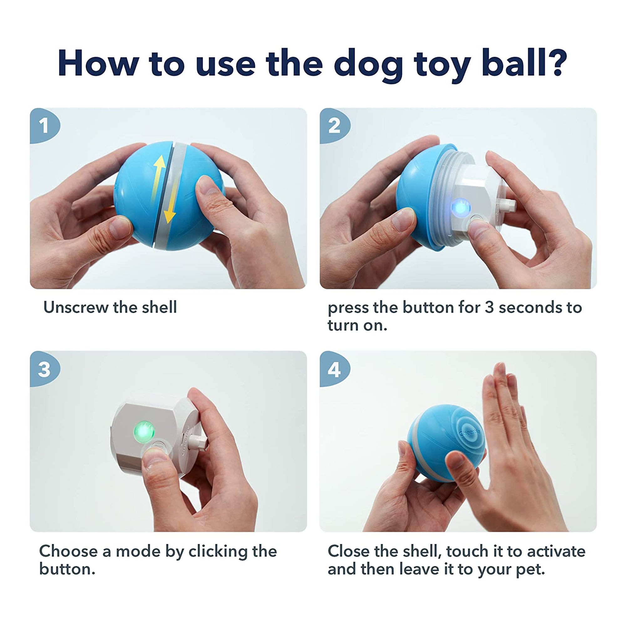 Cheerble Wicked Self Propelling Interactive Dog Toy Ball, Blue (Used) - VMInnovations
