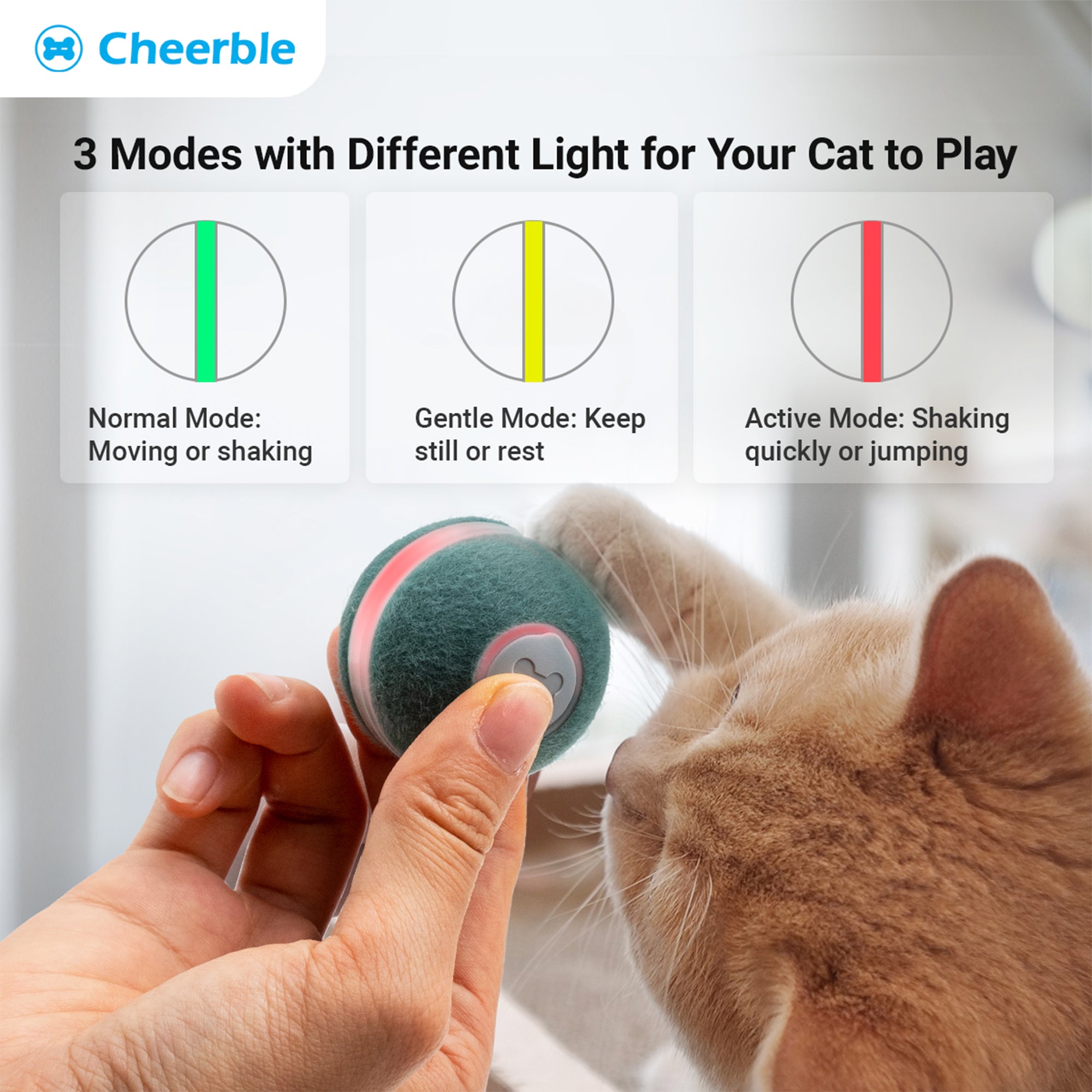 Cheerble Automatic Propelling 3 Speed Interactive Pet Cat Ball (Open Box) - VMInnovations