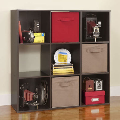 ClosetMaid 9 Cube Wood Stackable Open Bookcase Display Shelf Organizer, Espresso