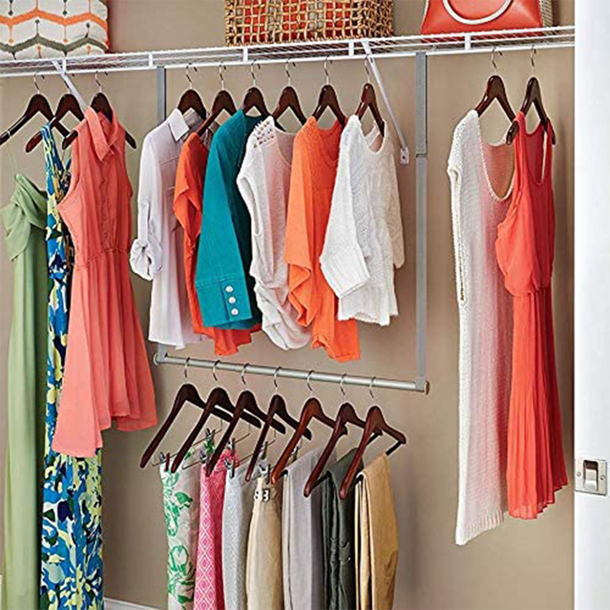 Closetmaid Adjustable Height Double Hang Closet Organizing Storage Rod, Nickel - VMInnovations