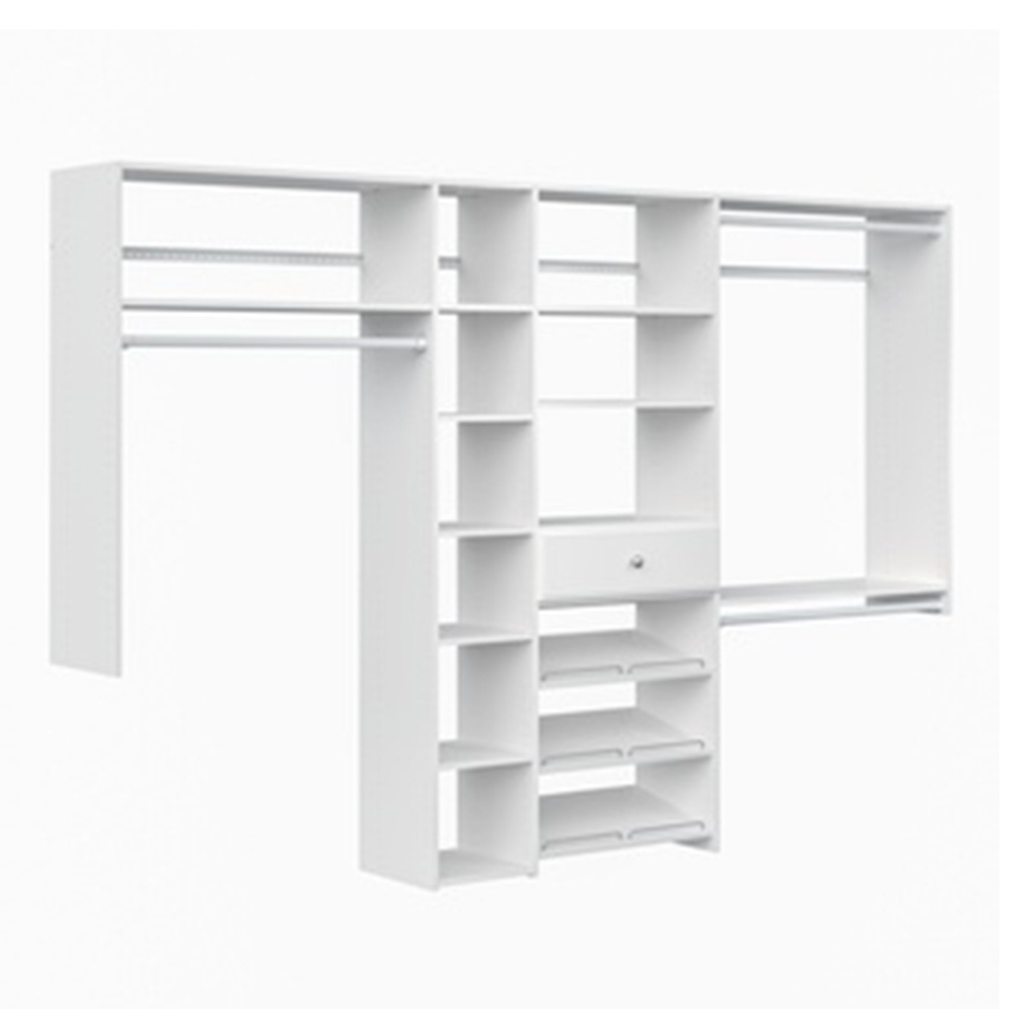 Easy Track Shoe Storage Closet Shelf and Drawer Organizer System, White Finish