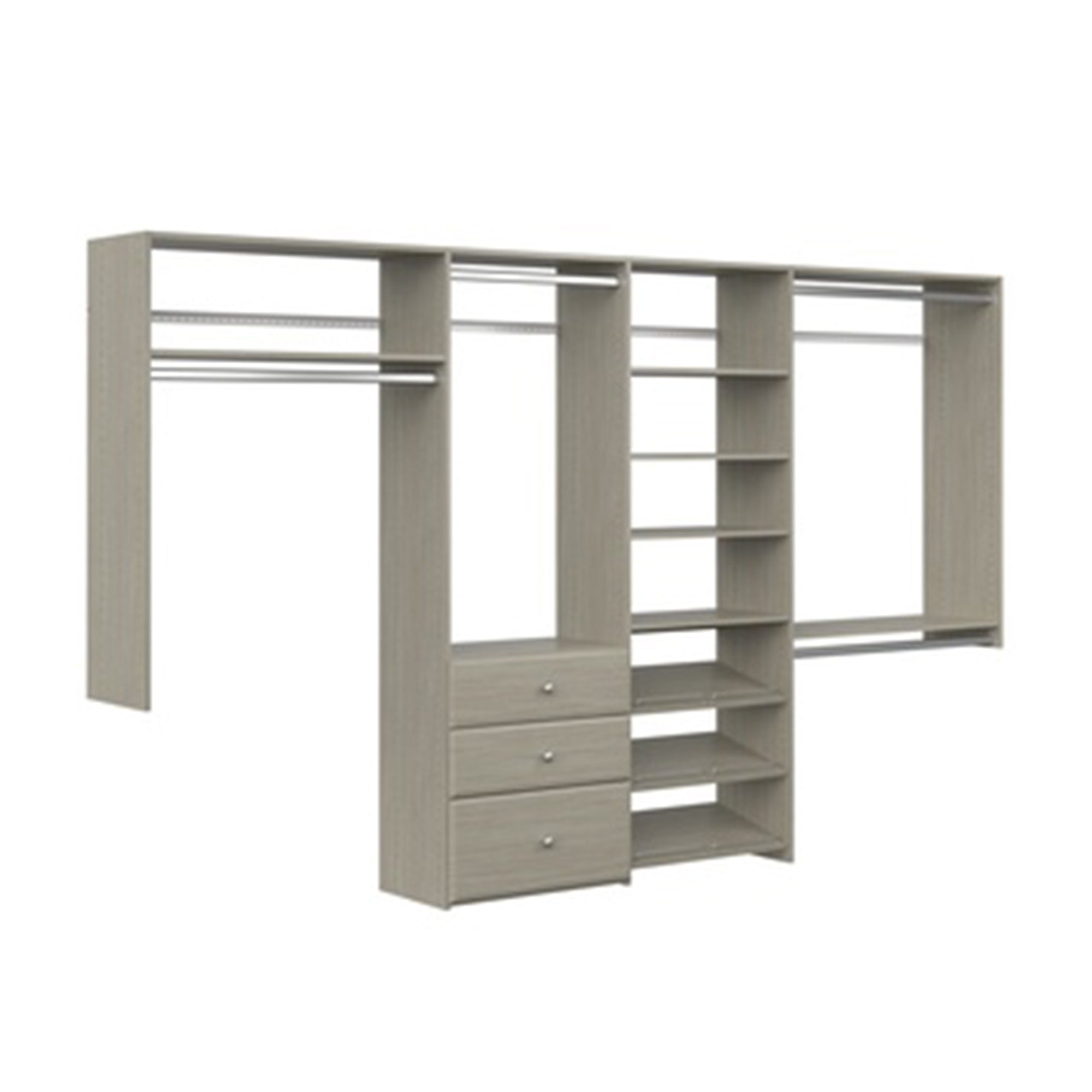 Easy Track Deluxe Dual Tower Closet Shelf Organizer System in Weathered Grey