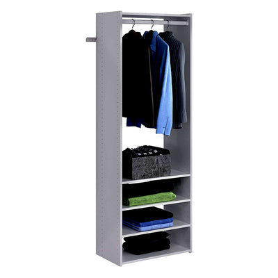 Easy Track Wooden Select Tower Closet Organizer System Kit with Shelves, Gray