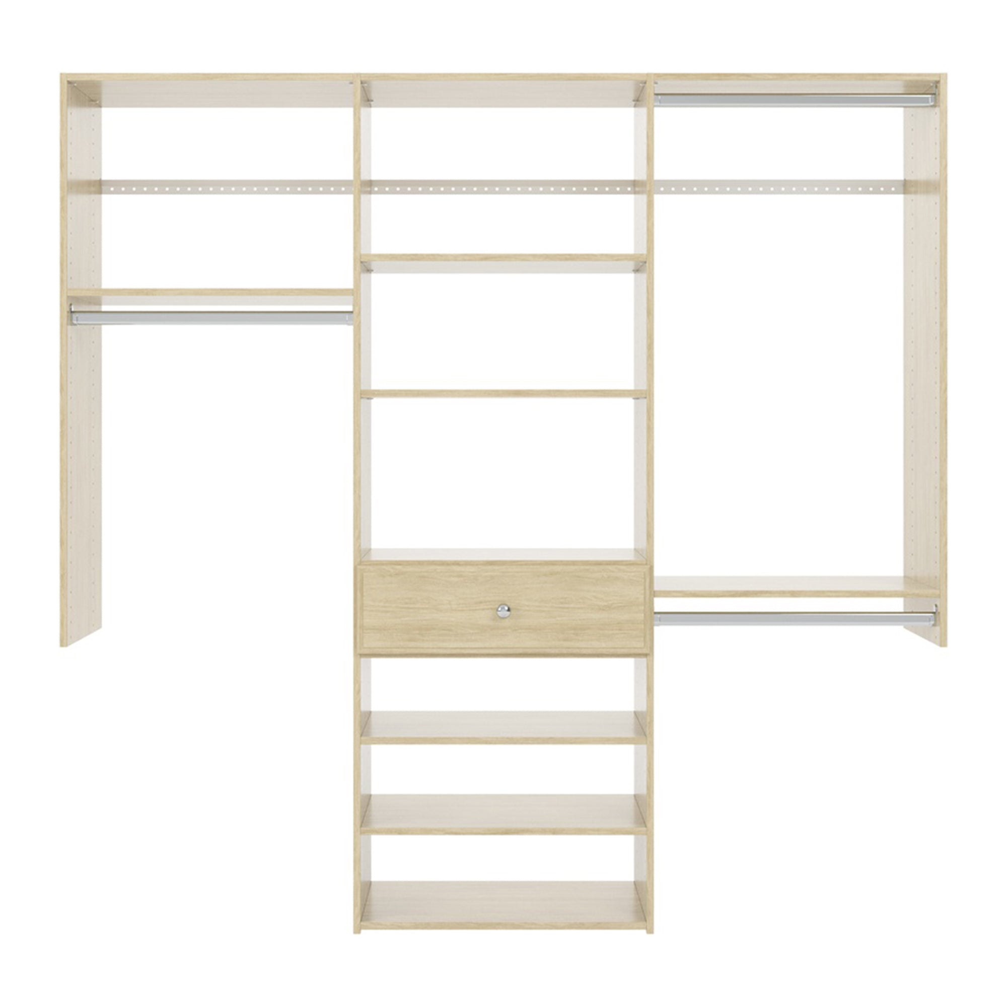 Easy Track 6 Foot Perfect Fit Reach In Bedroom Closet Storage Kit, Honey Blonde - VMInnovations
