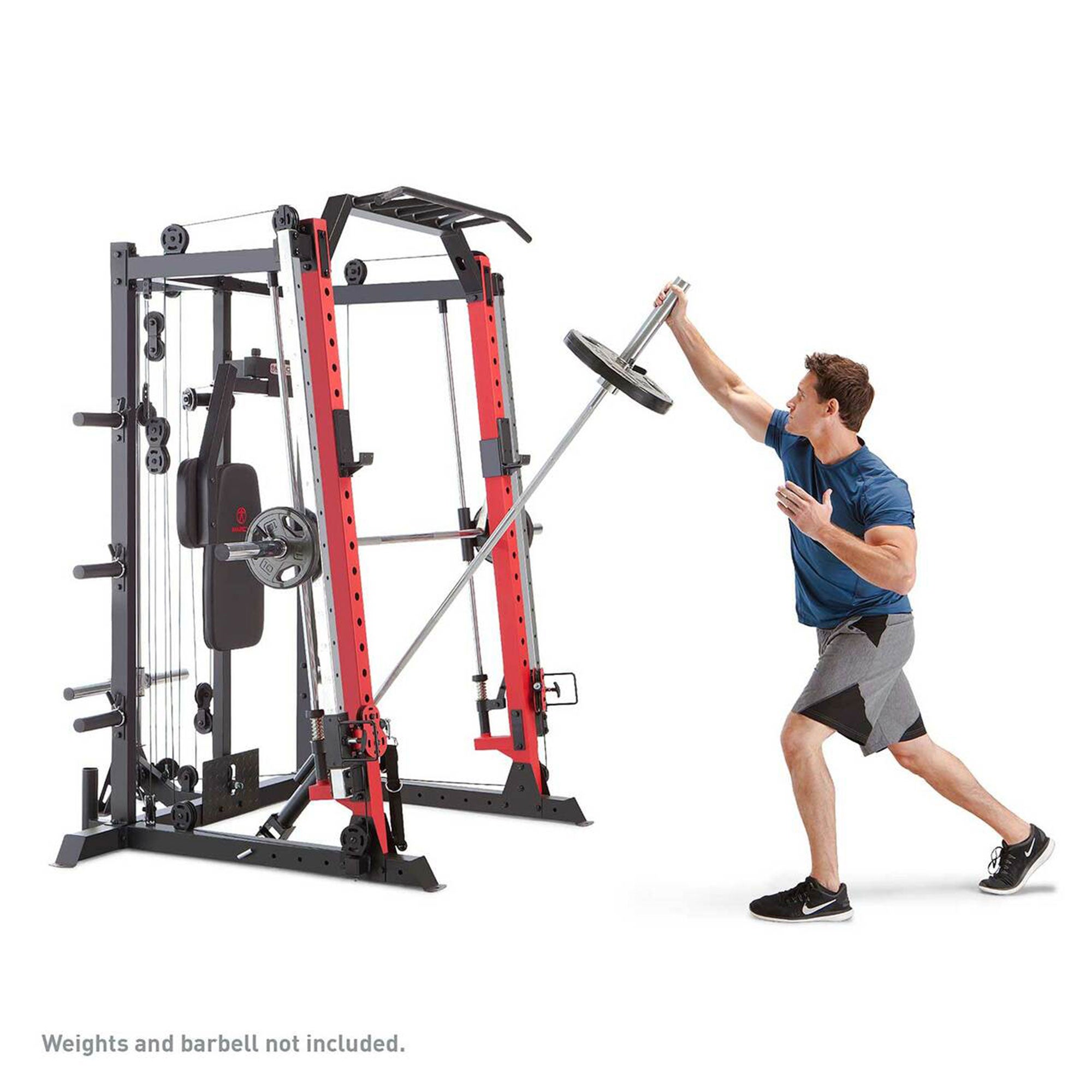 Marcy SM-4033 Smith Machine Cage Multi Purpose Home Gym Training System, Red