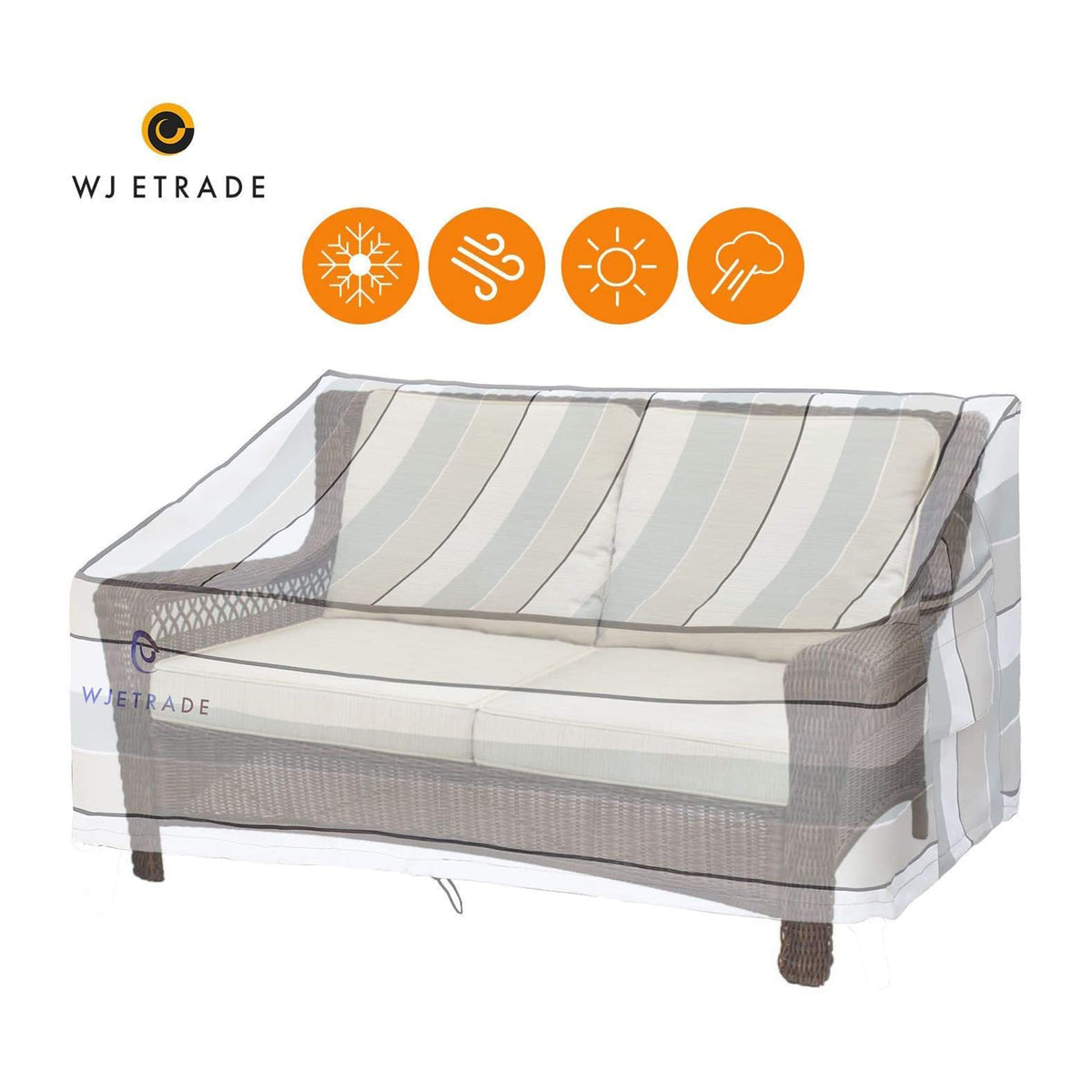 WJ-X3 Patio Couch Waterproof Outdoor 3 Tone Striped Cover, 54 x 38 x 35 Inches