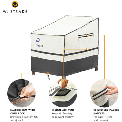 WJ-X3 Waterproof Outdoor Patio Lounge Chair Furniture Cover, Beige/Grey, 2 Pack