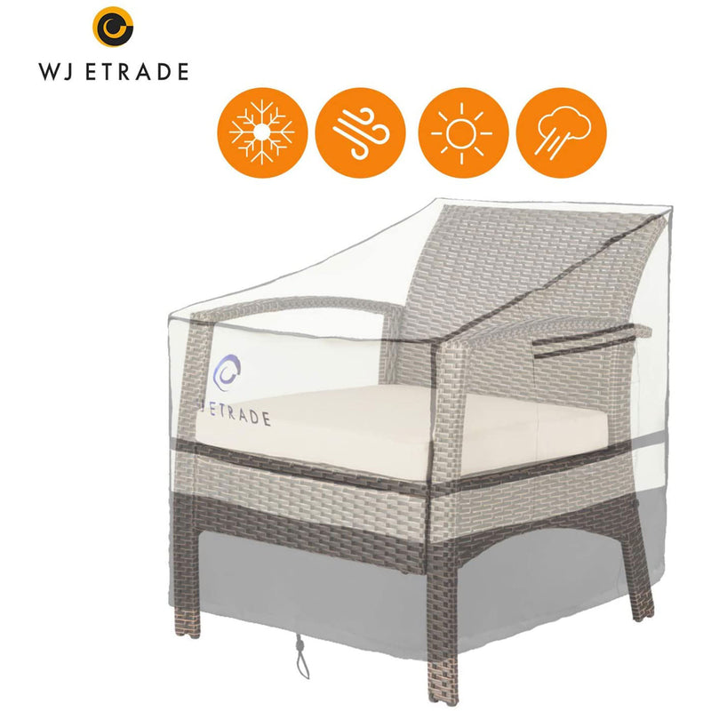 WJ-X3 Waterproof Outdoor Patio Lounge Chair Furniture Cover, Beige/Grey, 2 Pack