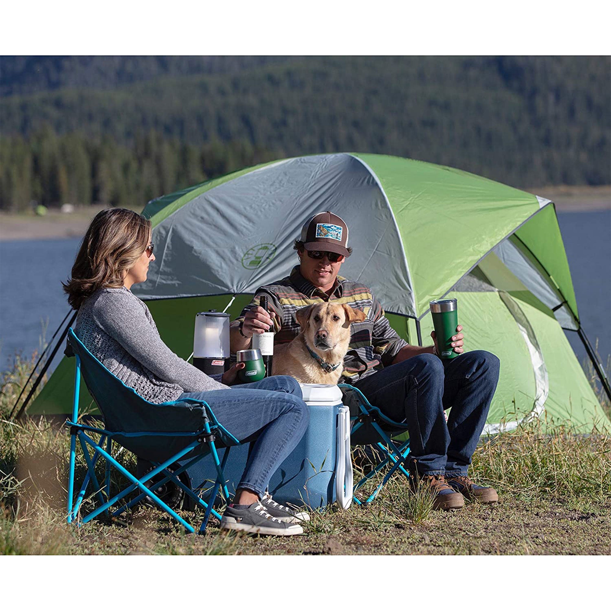 Coleman Sundome Quick Setup 2 to 3 Person Camping Tent with Rainfly, Palm Green