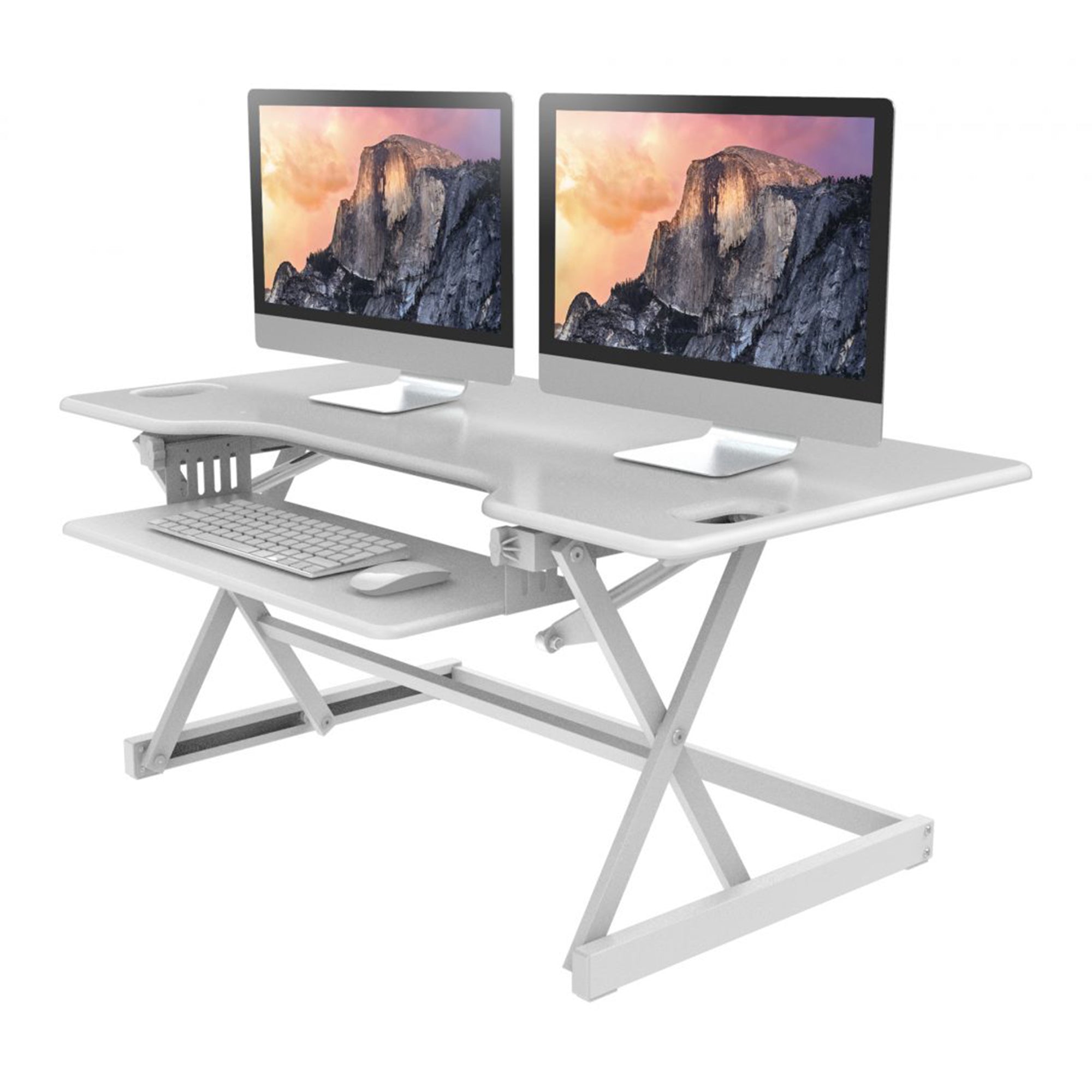 Rocelco 46 Inch Adjustable Standing Desk + Adjustable Triple Monitor Desk Mount