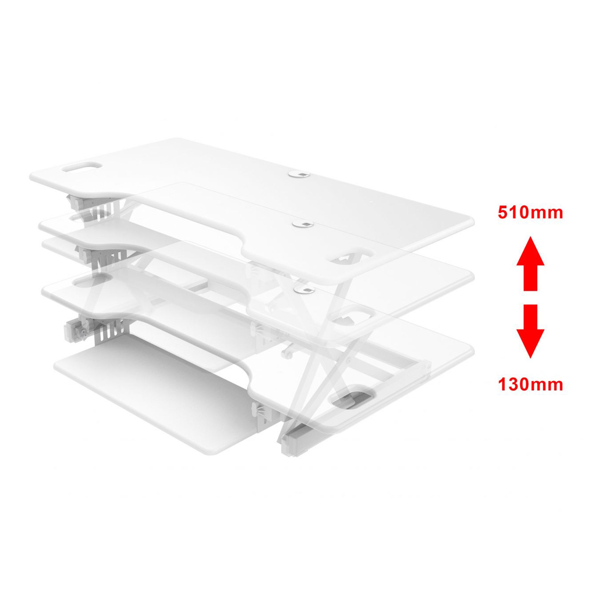 Rocelco Standing Desk Converter 46 Inch Deluxe Adjustable Support Riser, White - VMInnovations
