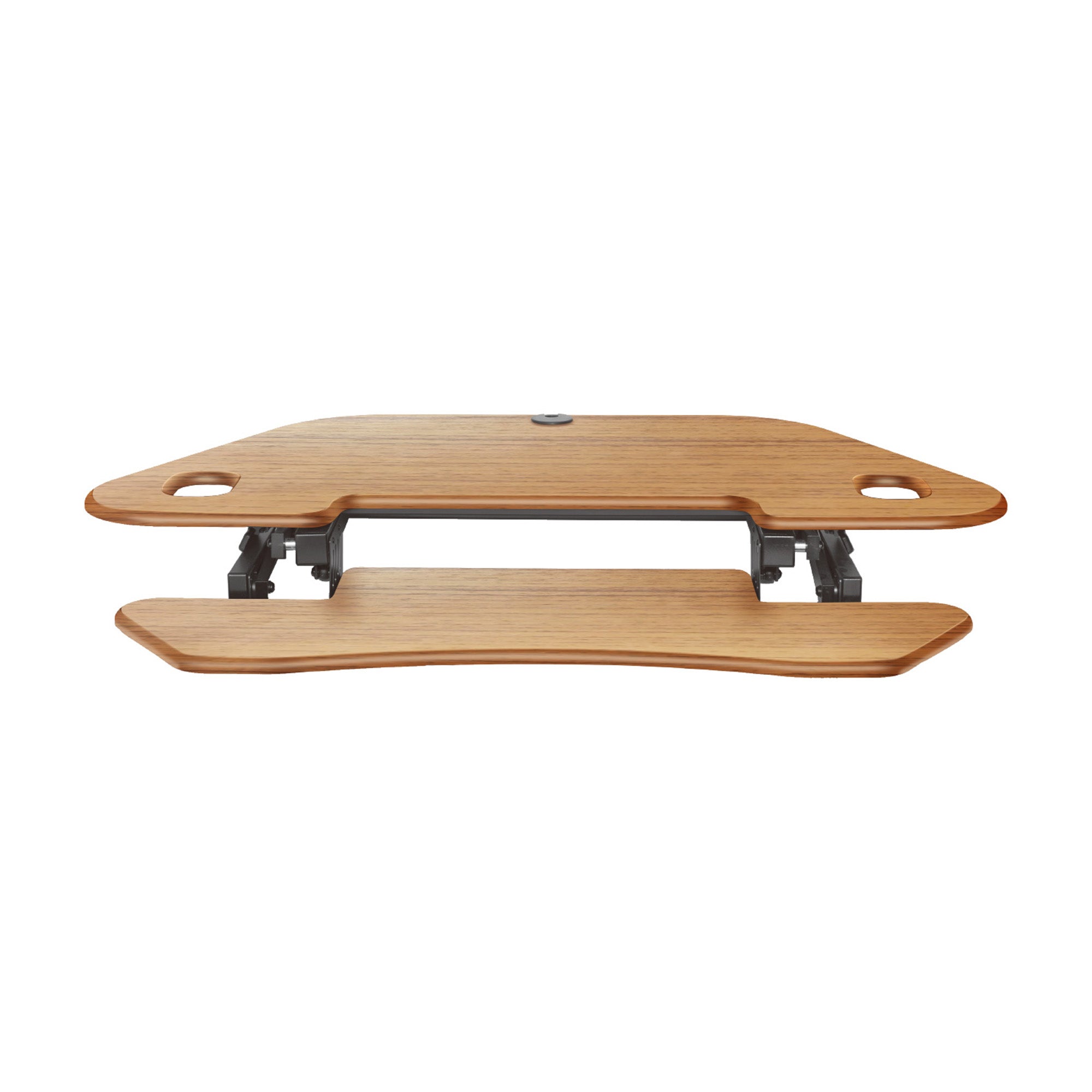 Rocelco Adjustable Standing Desk Converter, Teak & 30 Inch Dual Monitor Stand - VMInnovations