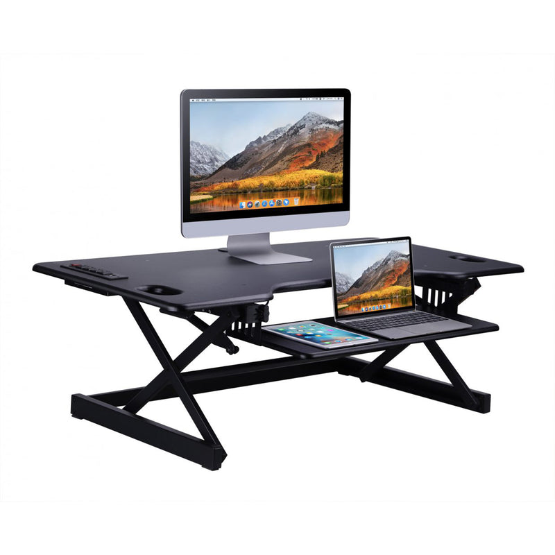 Rocelco 46 In Standing Desk Converter & 30 In Dual Monitor Stand w/ USB Charging