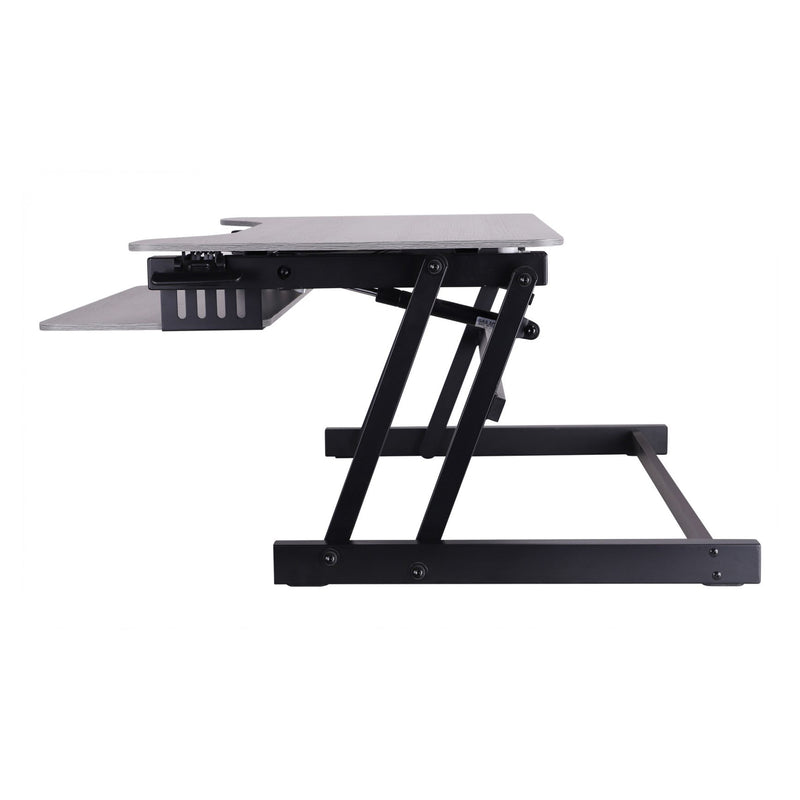 Rocelco Adjustable Standing Desk Converter with Retractable Keyboard Tray, Grey