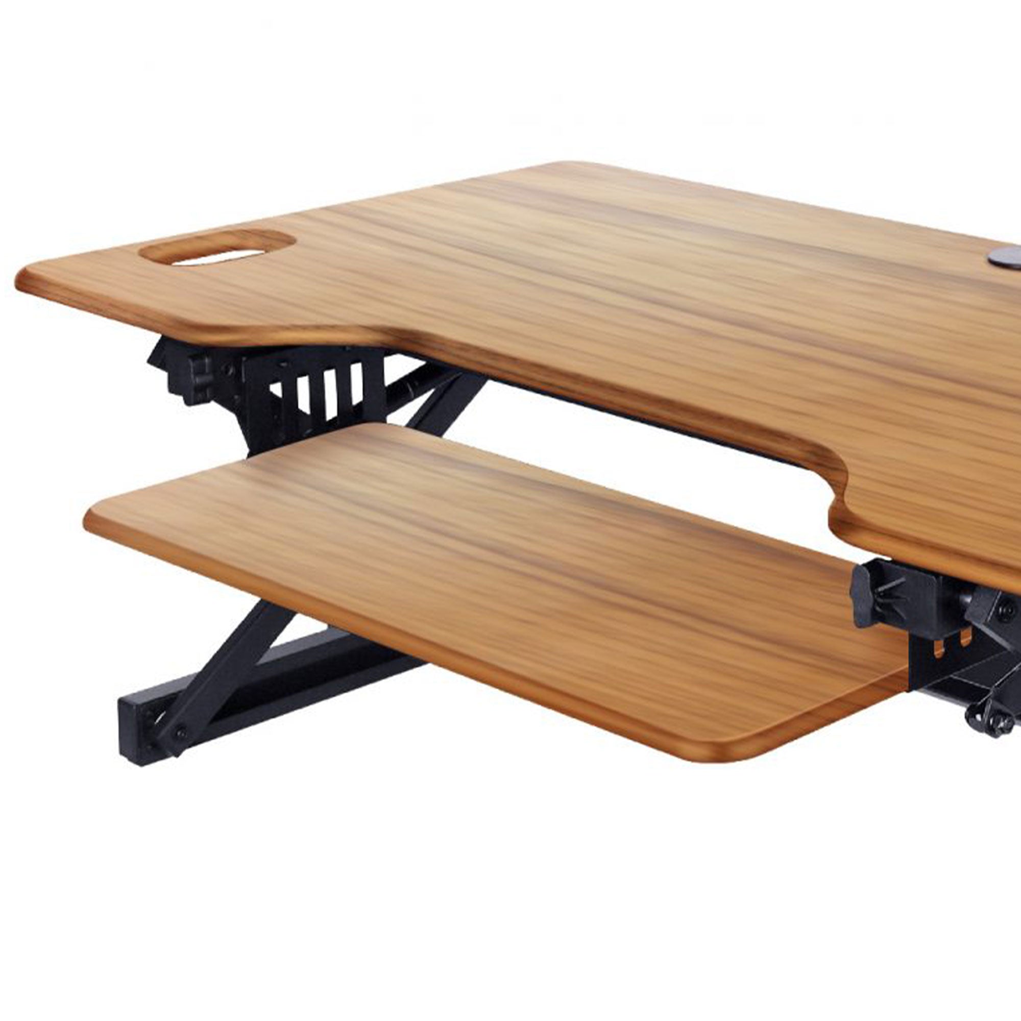 Rocelco Standing Desk Converter 46 Inch Deluxe Adjustable Support Riser, Teak