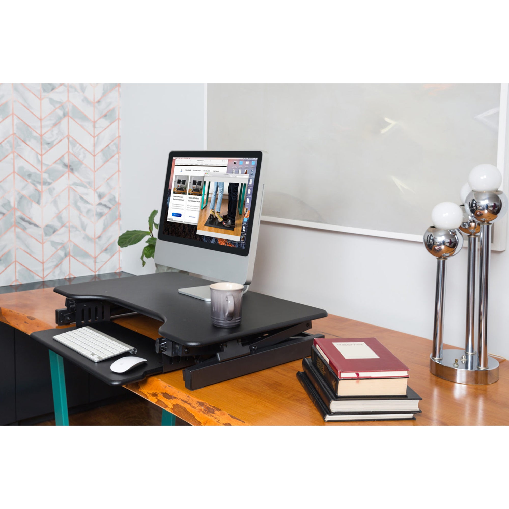 Rocelco Standing Desk Converter 40 Inch Deluxe Adjustable Support Riser, Black