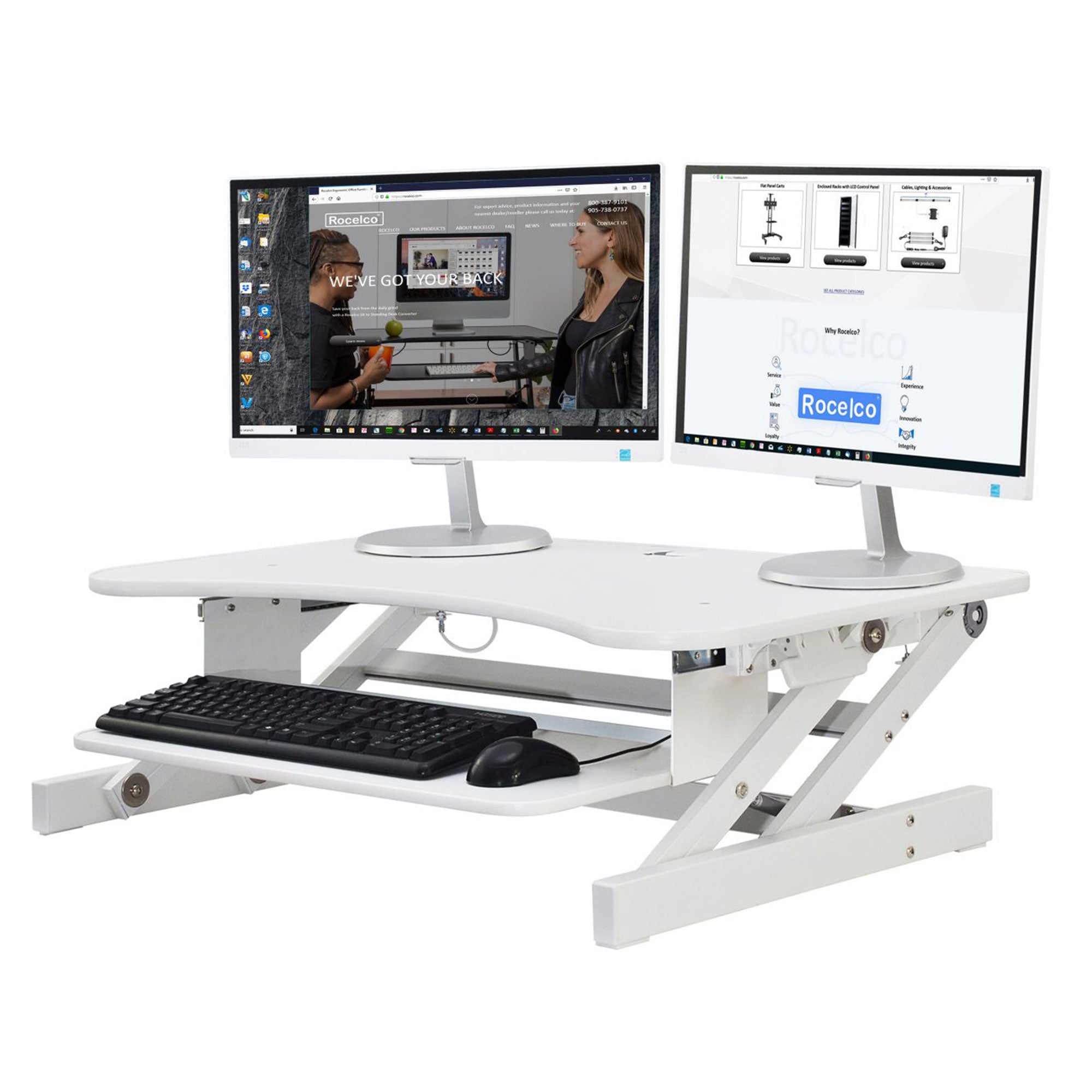 Rocelco Standing Desk Converter 37.5 Inch Deluxe Adjustable Support Riser, White