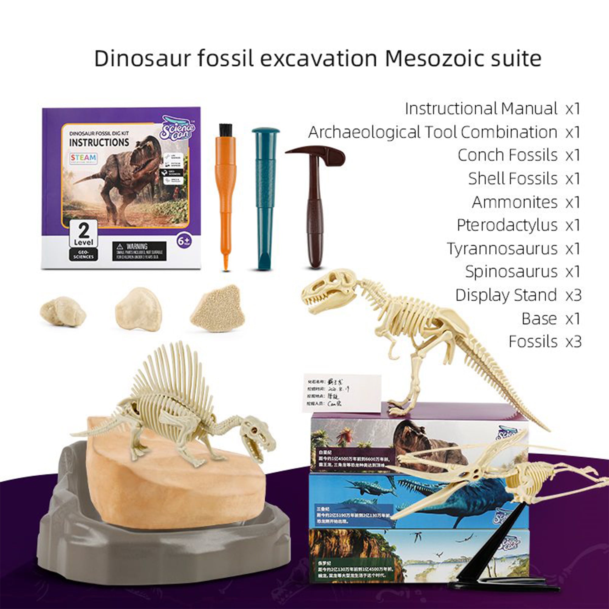 Science Can 160003G-1 Mesozoic Era Super Dinosaur Fossil Dig Kit for Ages 6 & Up - VMInnovations