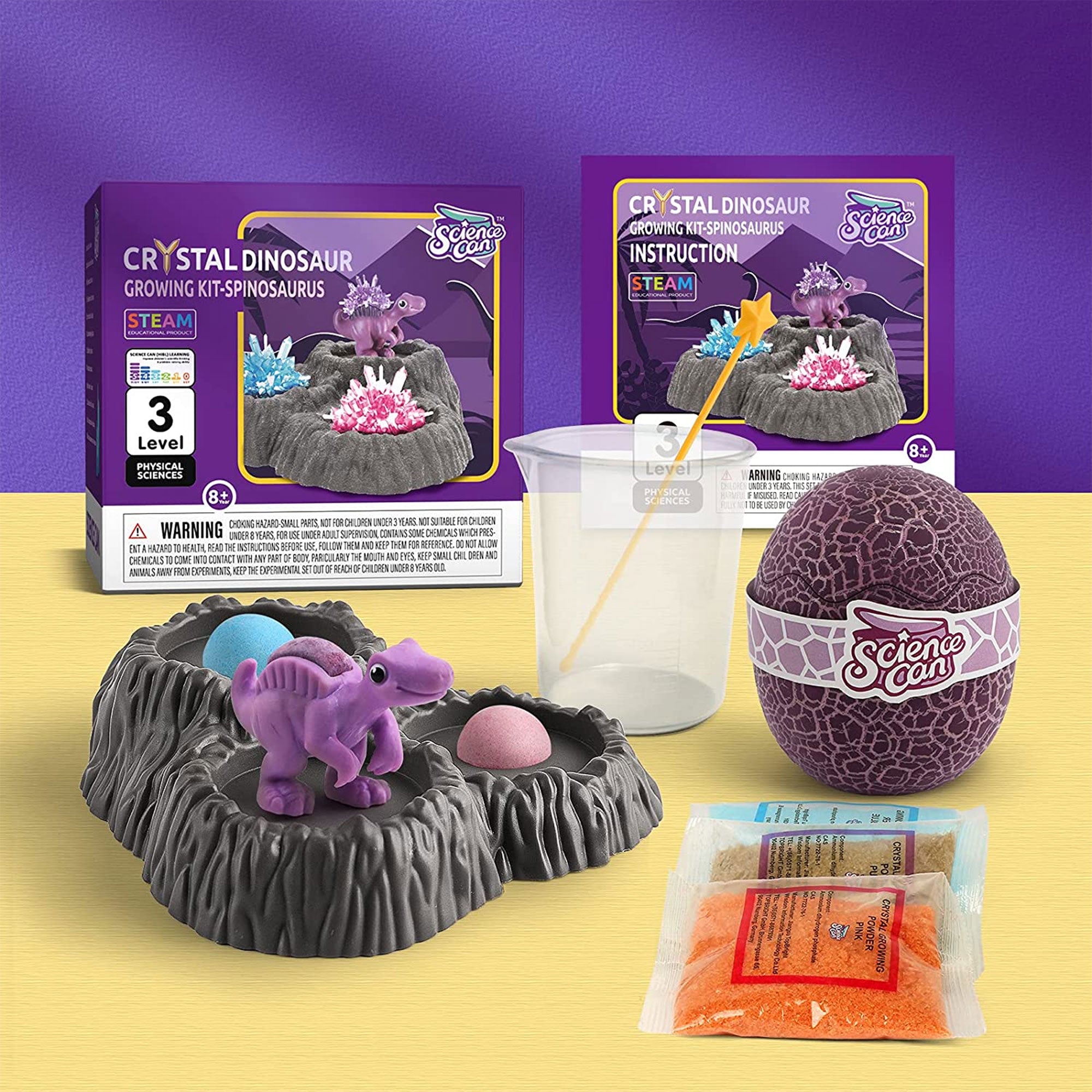 Science Can Geoscience 3 Color Crystal Dinosaur Growing Kit Experiment(Open Box) - VMInnovations