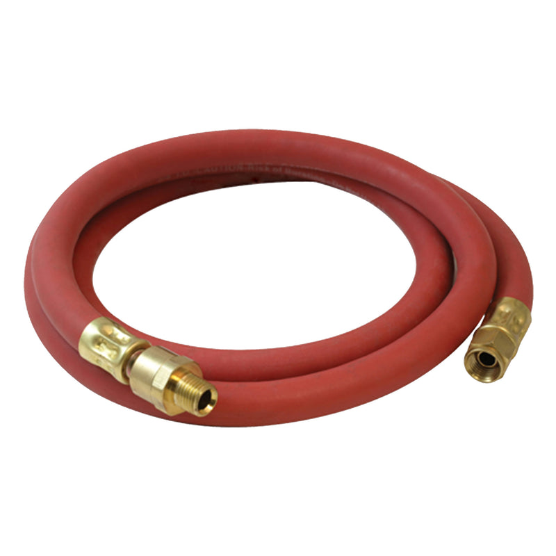 Apache 0.25" x 24" 300 PSI Rubber Air Whip Hose with Ball Swivel, Red (Open Box)