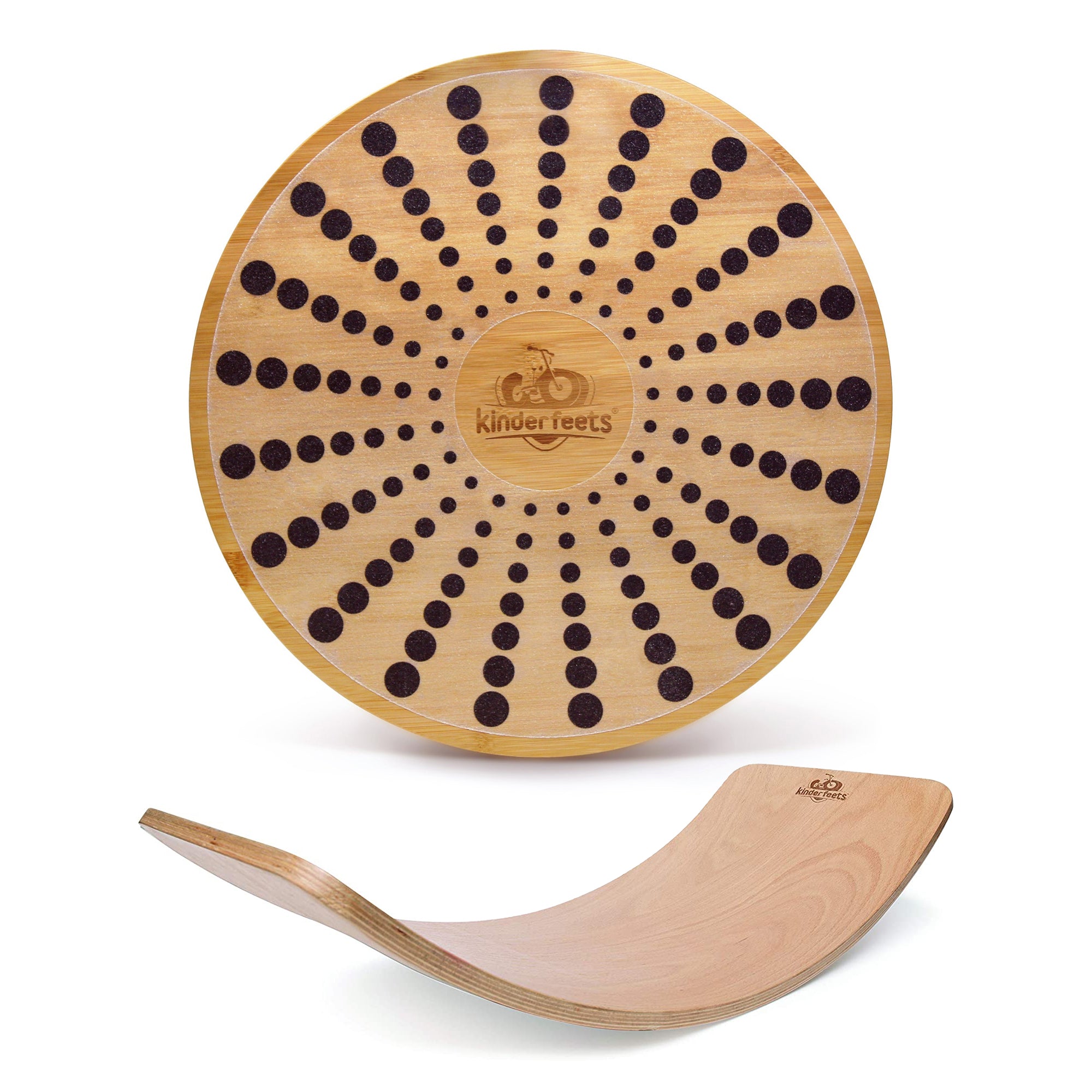 Kinderfeets Bamboo Balance Board Disk and Waldorf Wood Balance Board, Natural